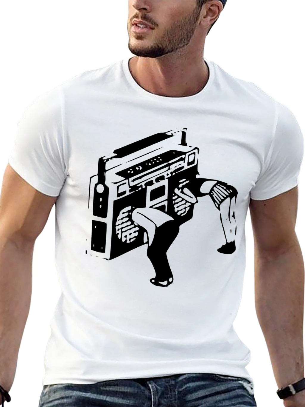 Boombox Breakdance Black T-Shirt - Music Lover Tee