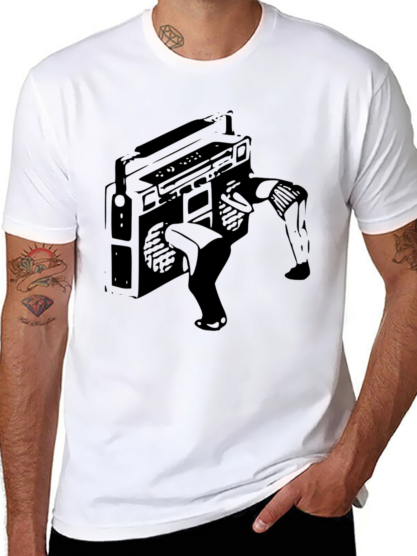 Boombox Breakdance Black T-Shirt - Music Lover Tee