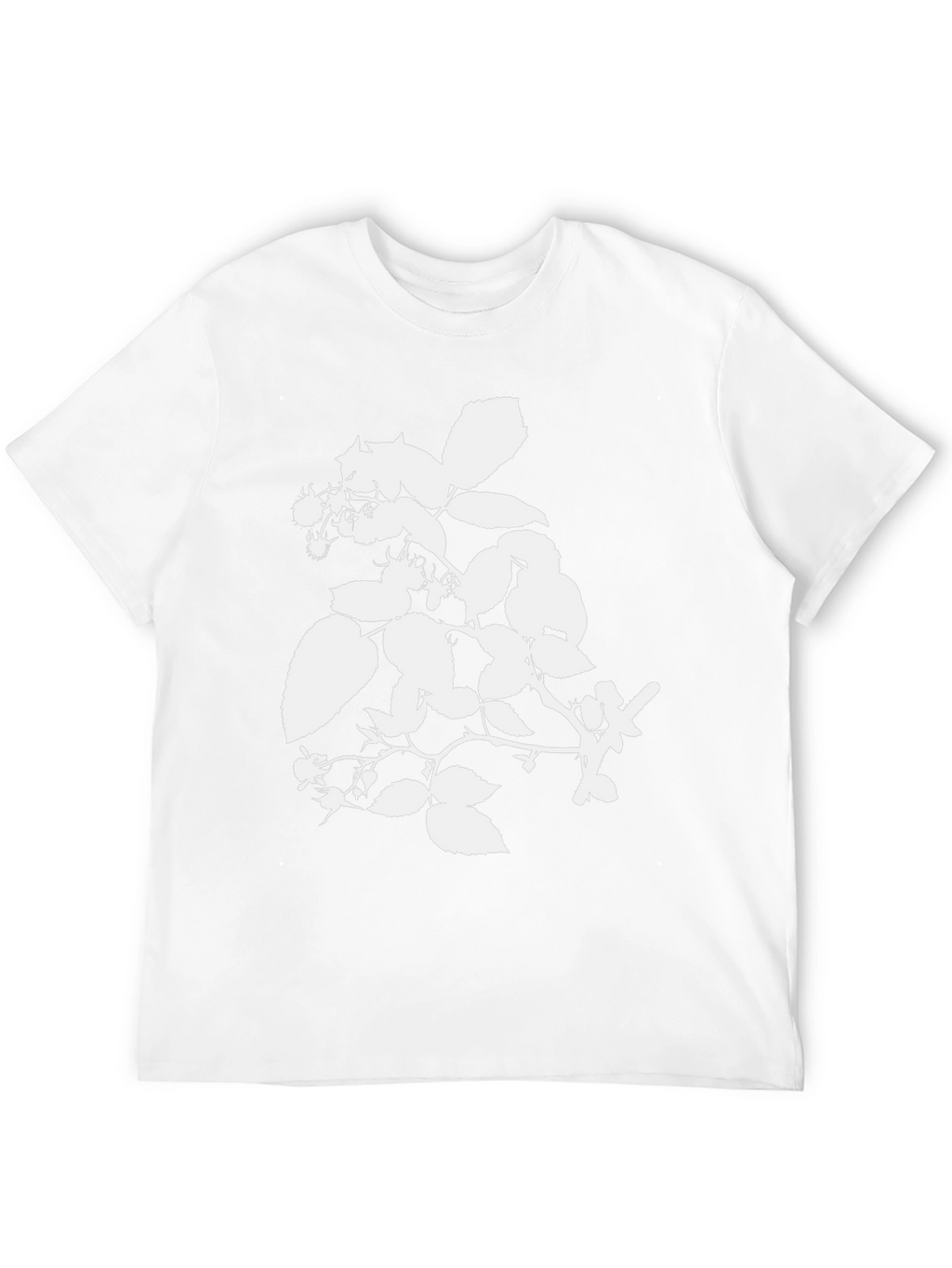 Botanical White Print Black Tee
