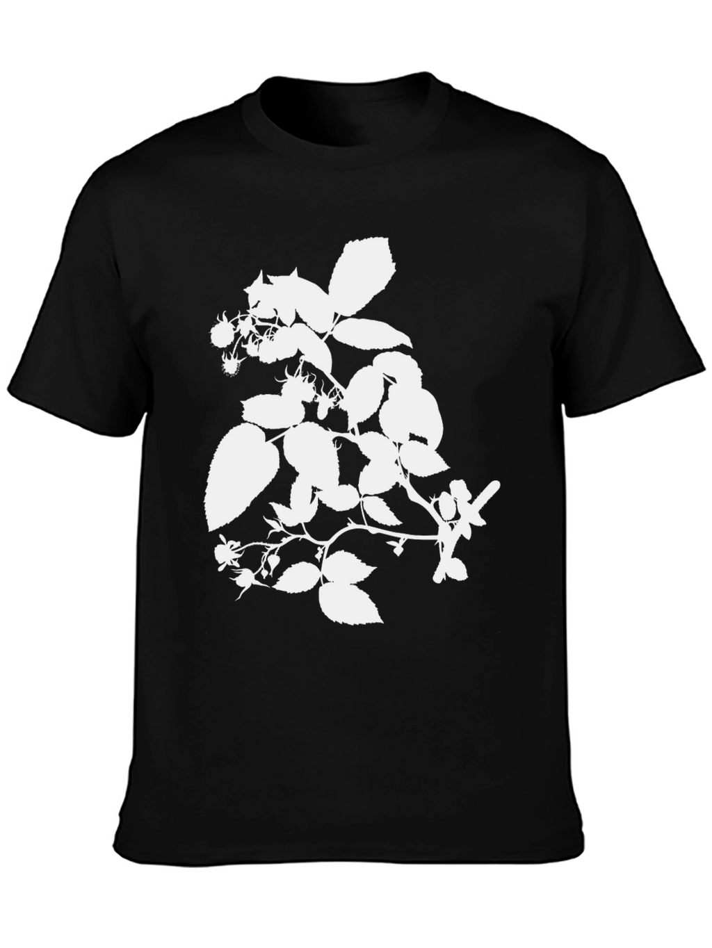 Botanical White Print Black Tee
