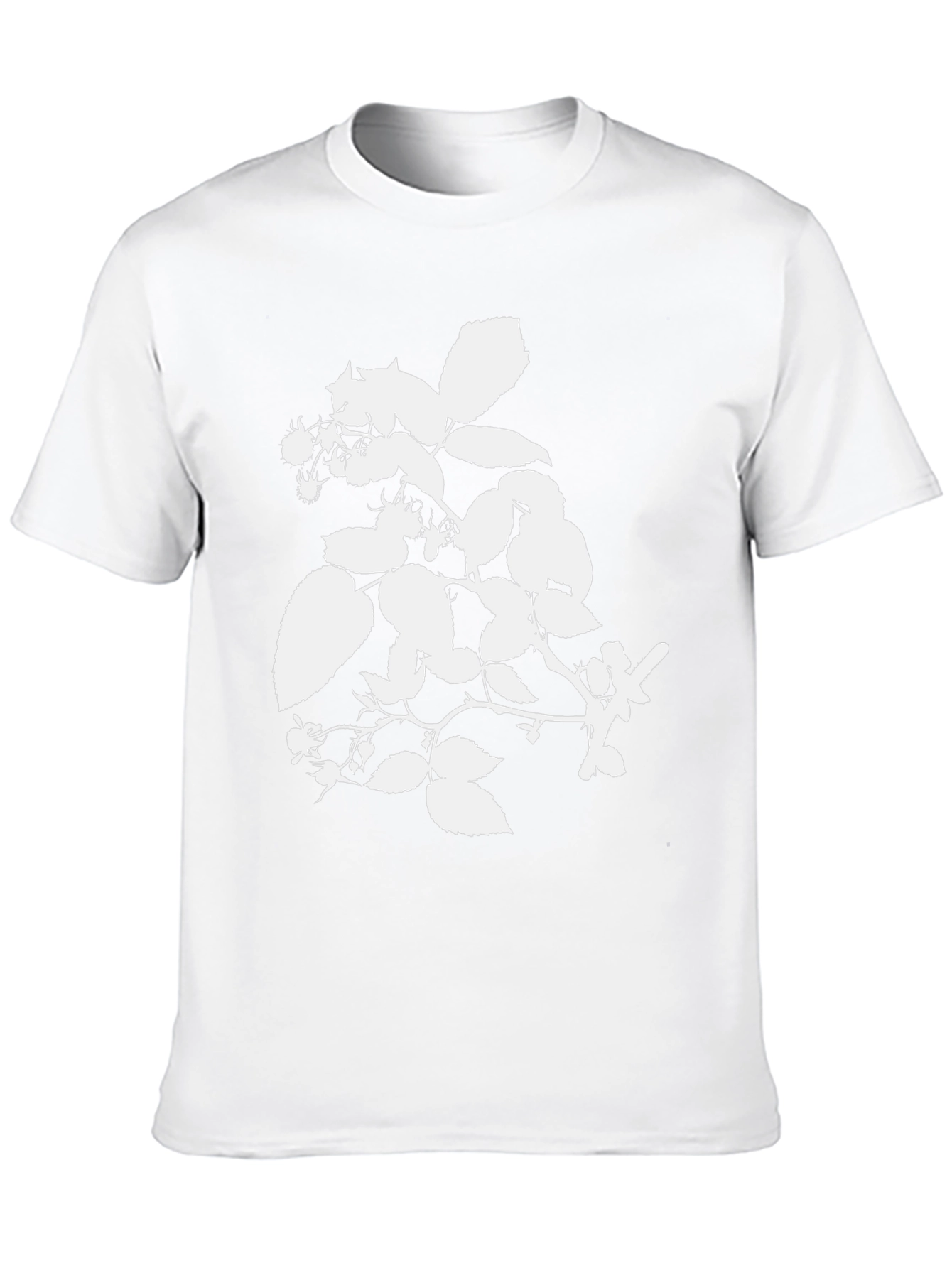 Botanical White Print Black Tee