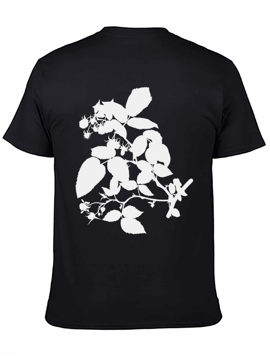 Botanical White Print Black Tee