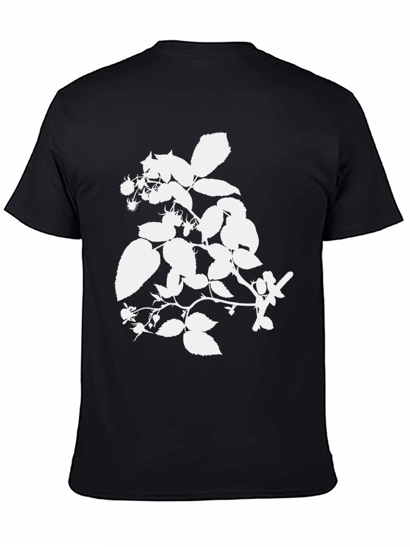 Botanical White Print Black Tee