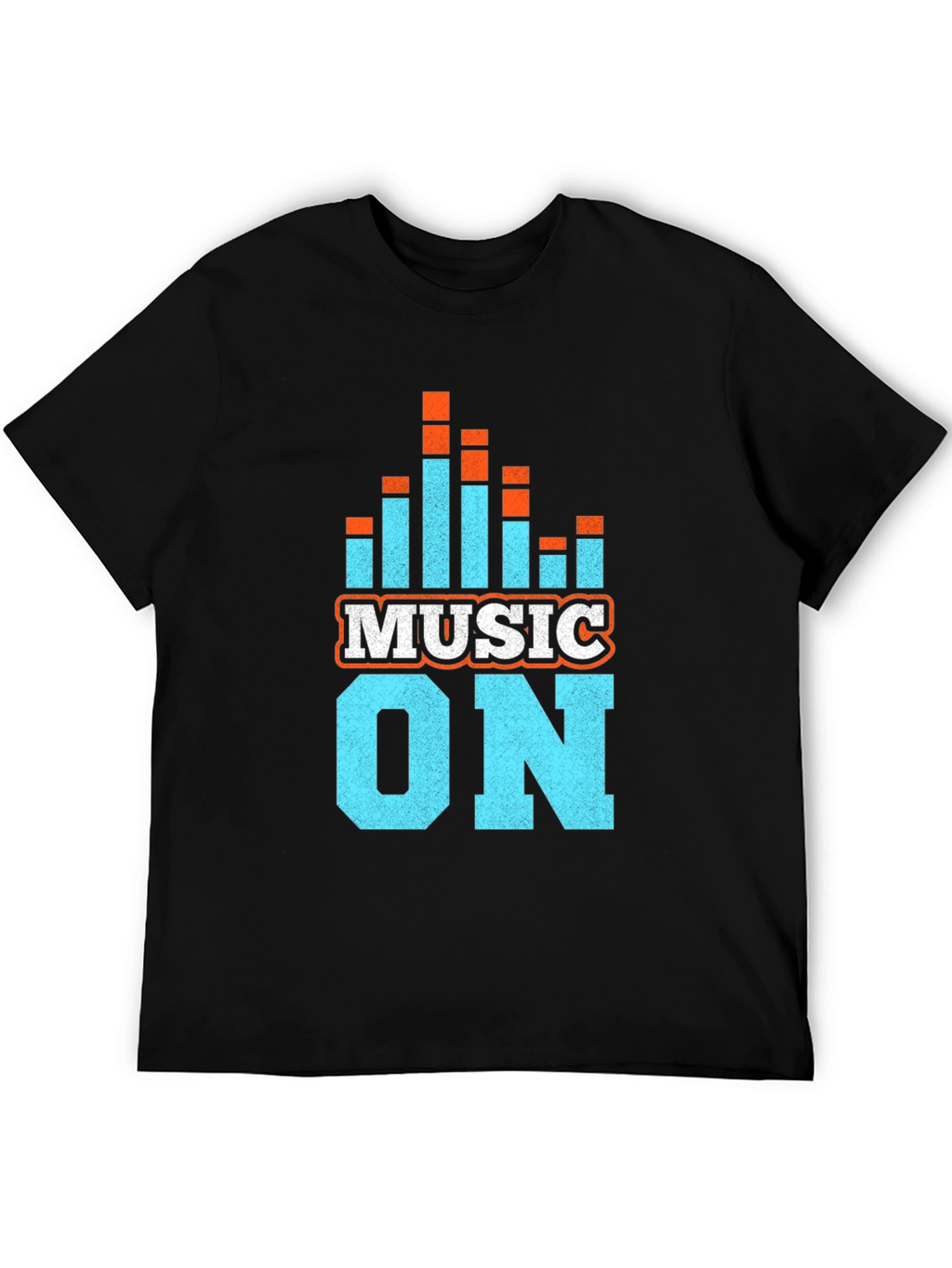 Music On Graphic Tee - Black Cotton Blend