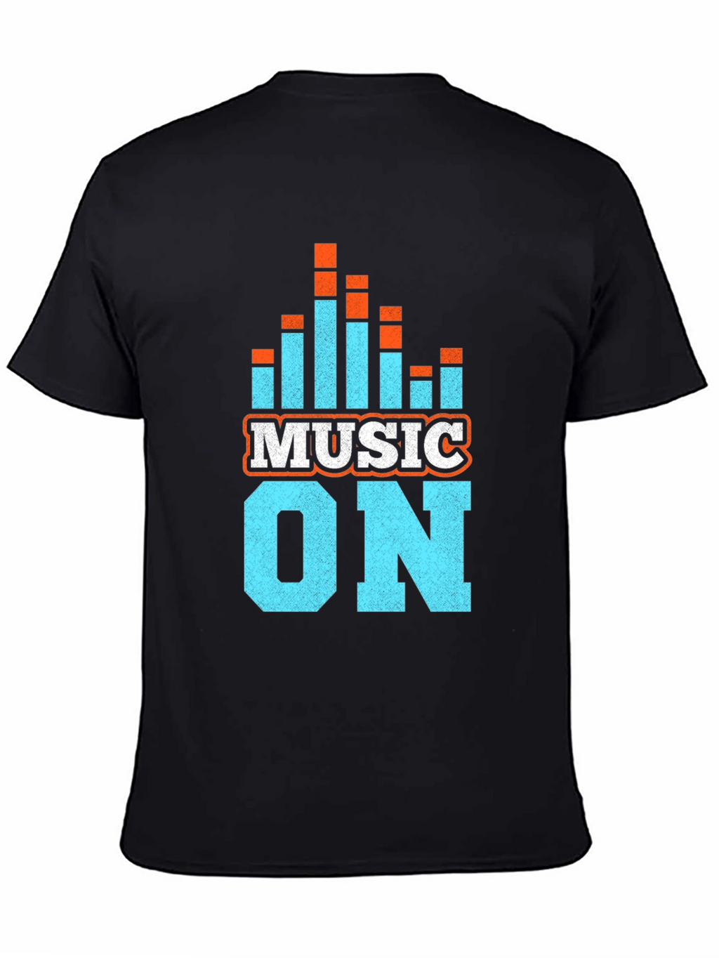 Music On Graphic Tee - Black Cotton Blend