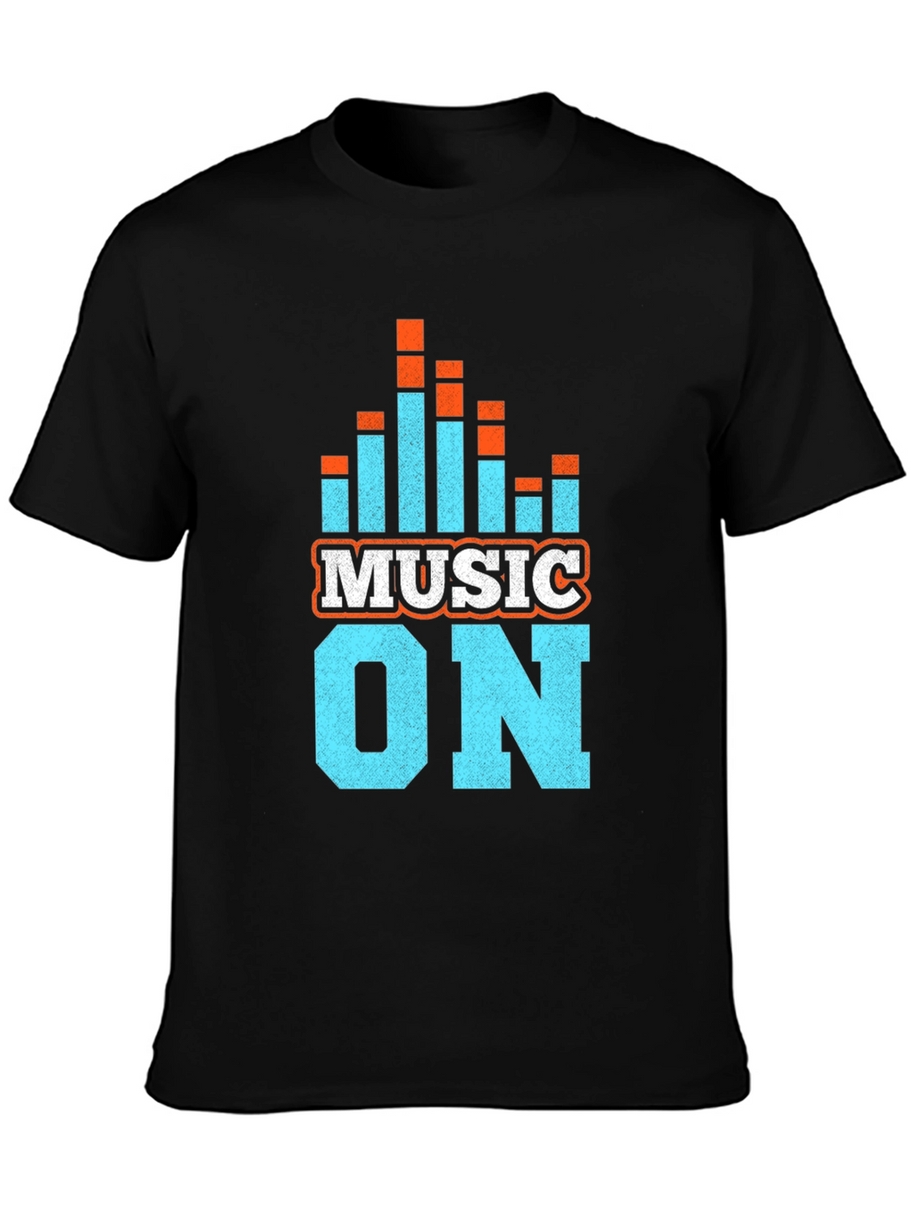 Music On Graphic Tee - Black Cotton Blend