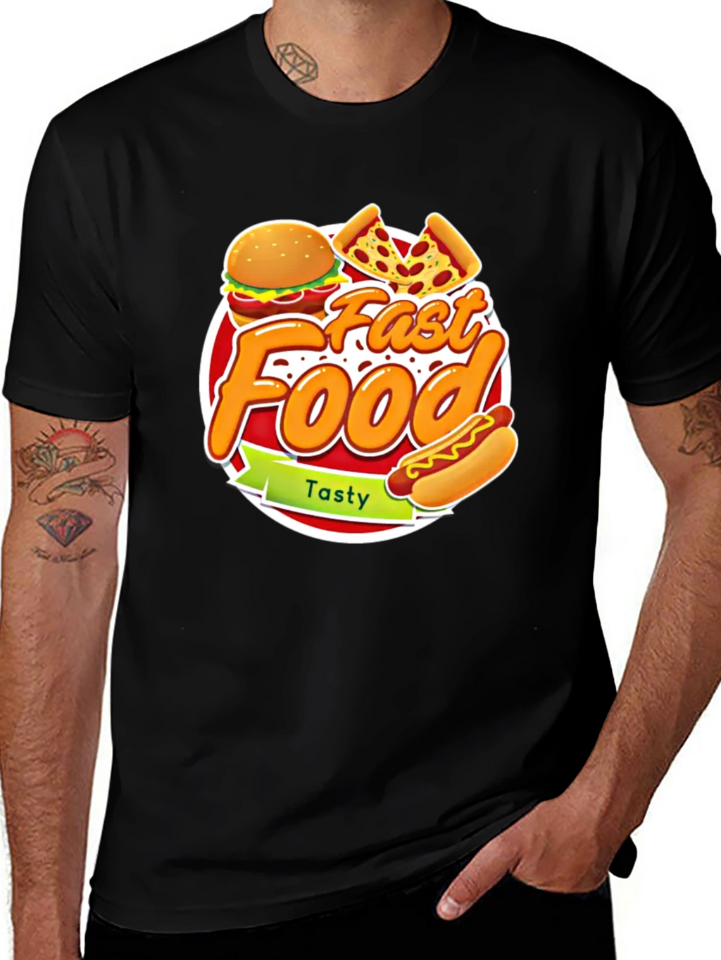 Fast Food Graphic Tee - Tasty Burger Pizza Hotdog!