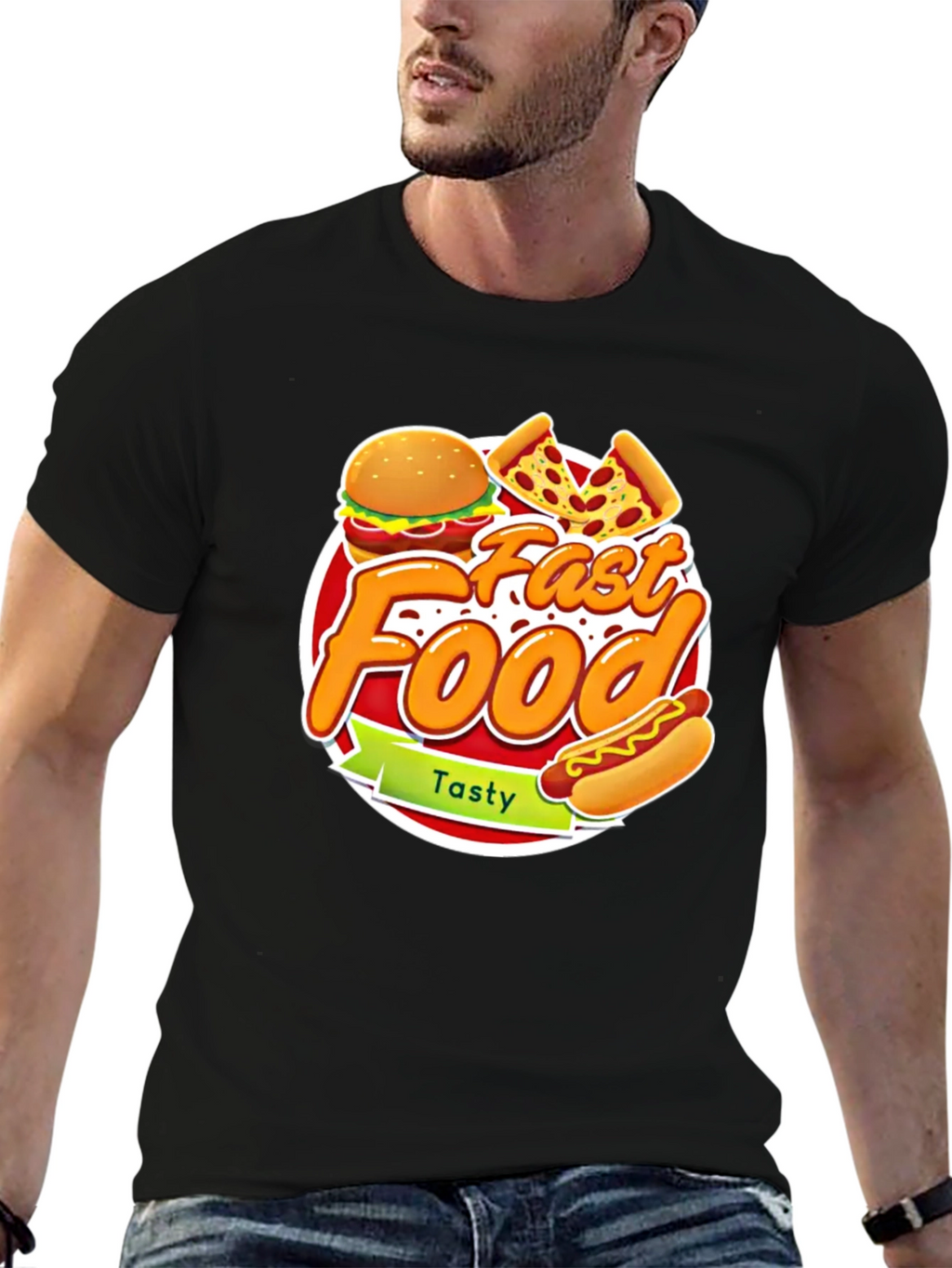 Fast Food Graphic Tee - Tasty Burger Pizza Hotdog!