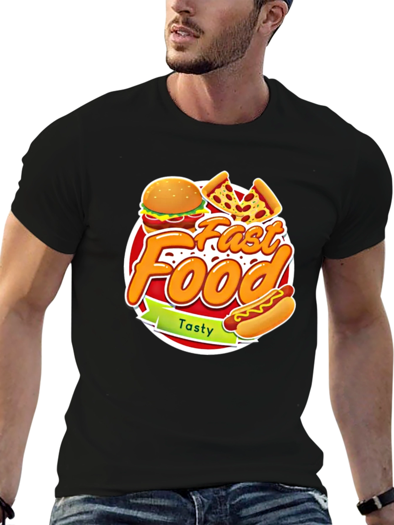 Fast Food Graphic Tee - Tasty Burger Pizza Hotdog!