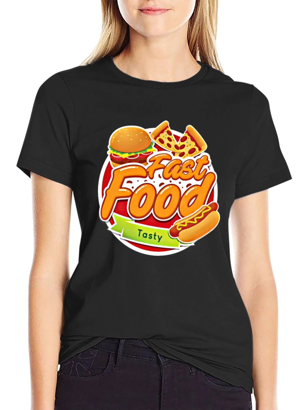 Fast Food Graphic Tee - Tasty Burger Pizza Hotdog!