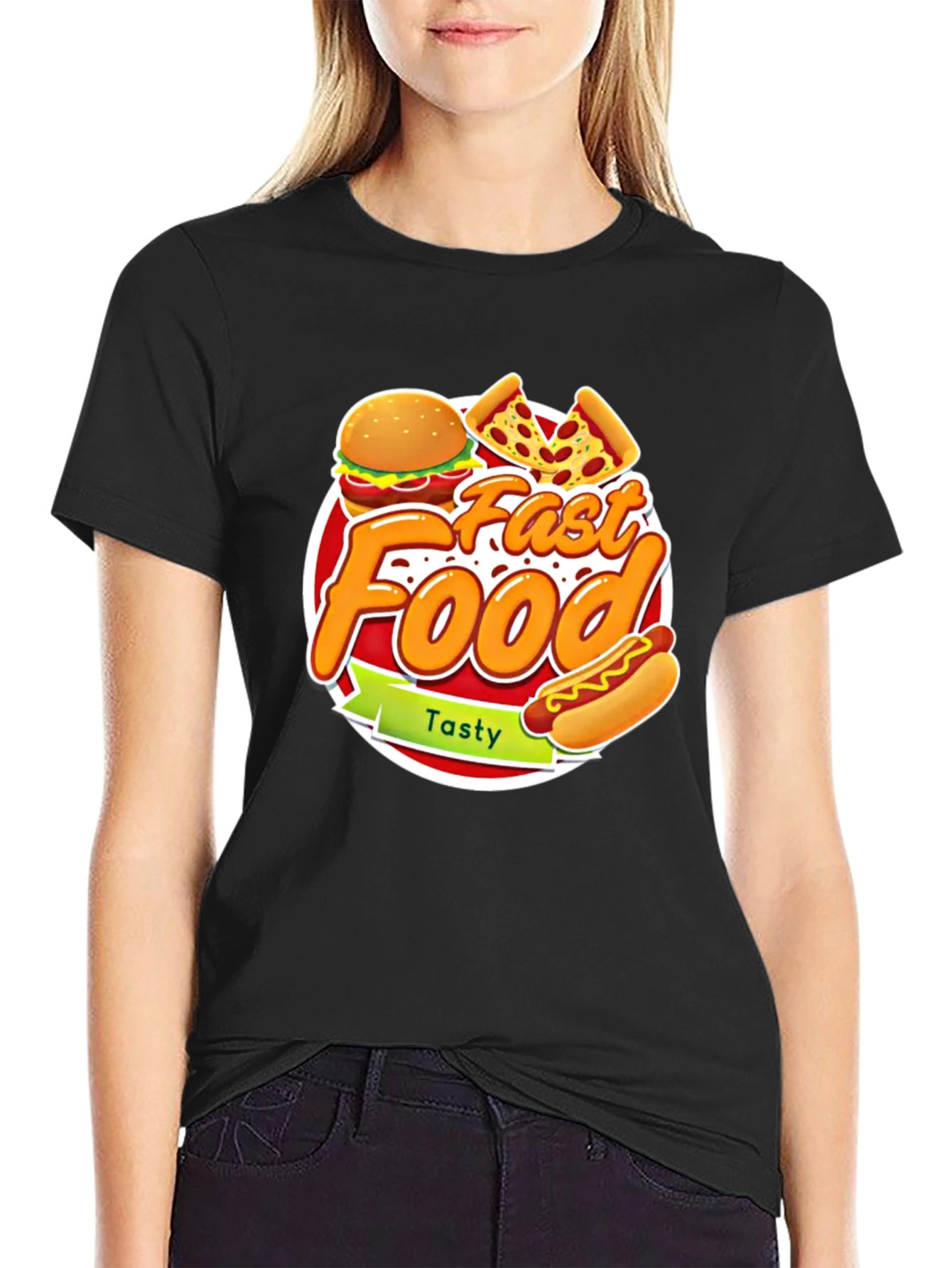 Fast Food Graphic Tee - Tasty Burger Pizza Hotdog!