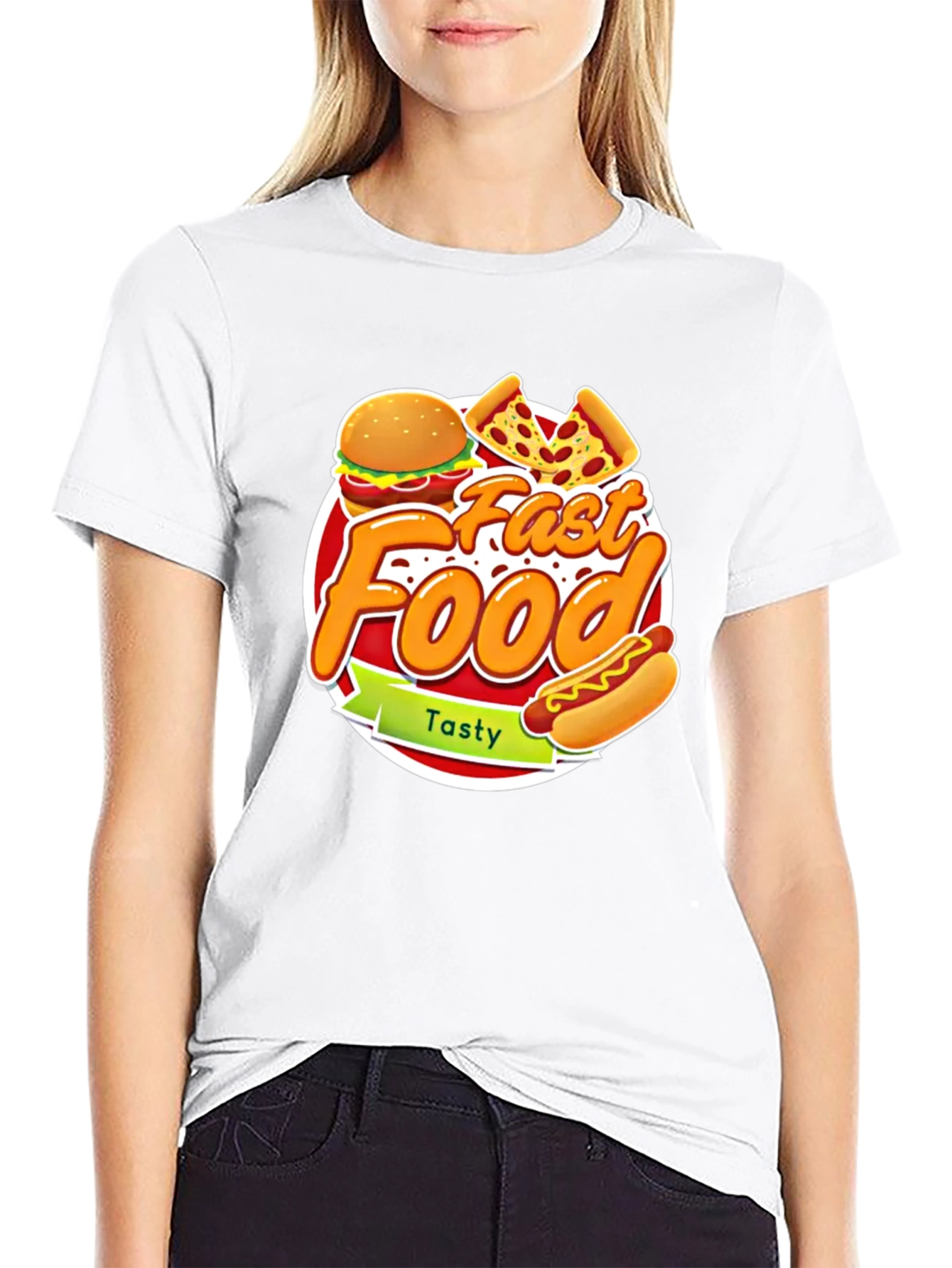 Fast Food Graphic Tee - Tasty Burger Pizza Hotdog!