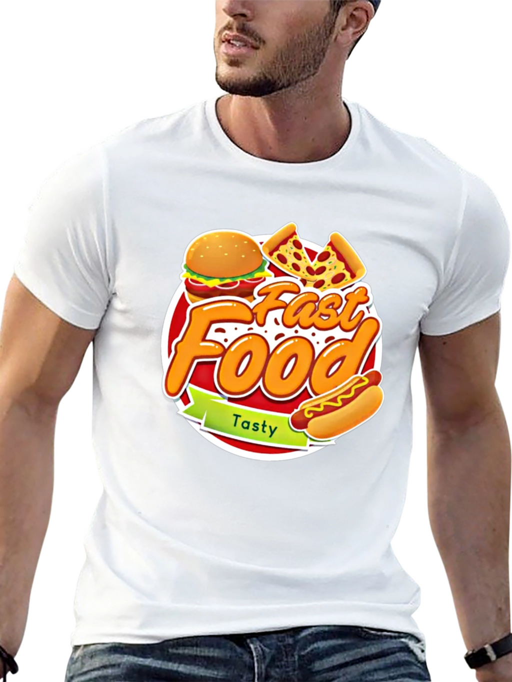 Fast Food Graphic Tee - Tasty Burger Pizza Hotdog!