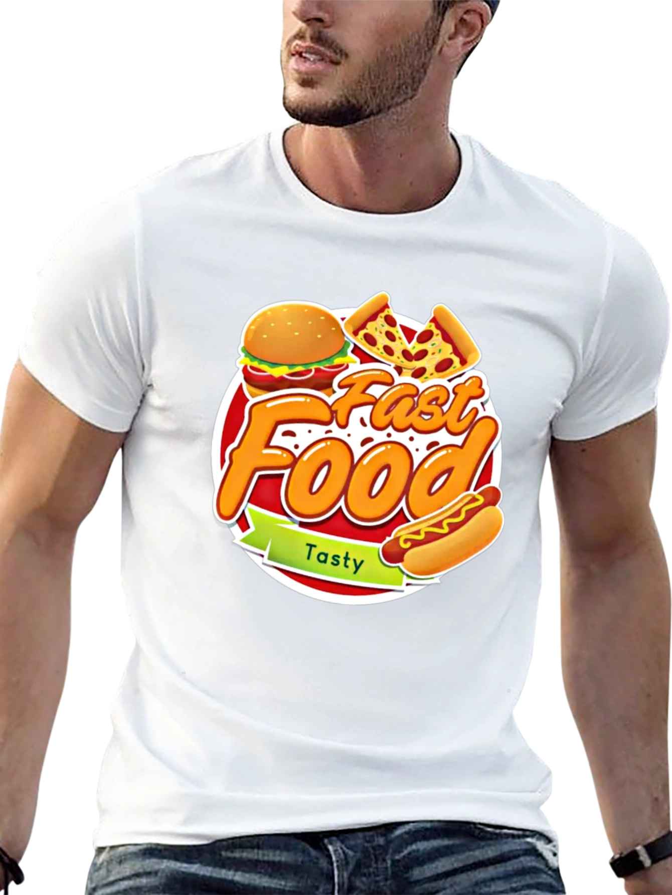 Fast Food Graphic Tee - Tasty Burger Pizza Hotdog!