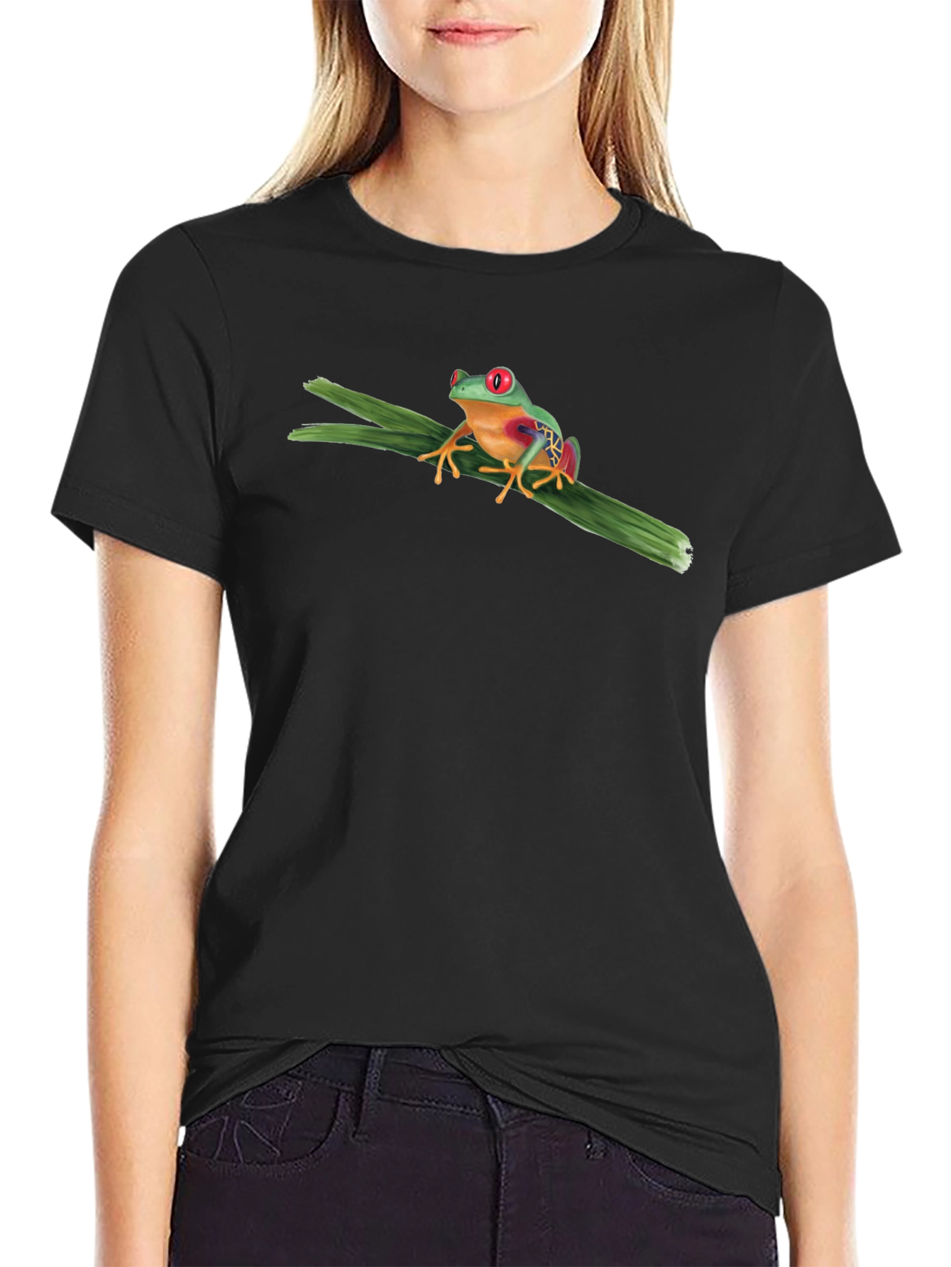 Red-Eyed Tree Frog Graphic T-Shirt - Black