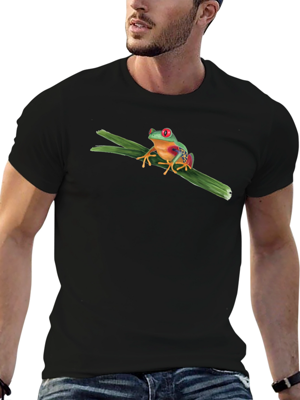 Red-Eyed Tree Frog Graphic T-Shirt - Black
