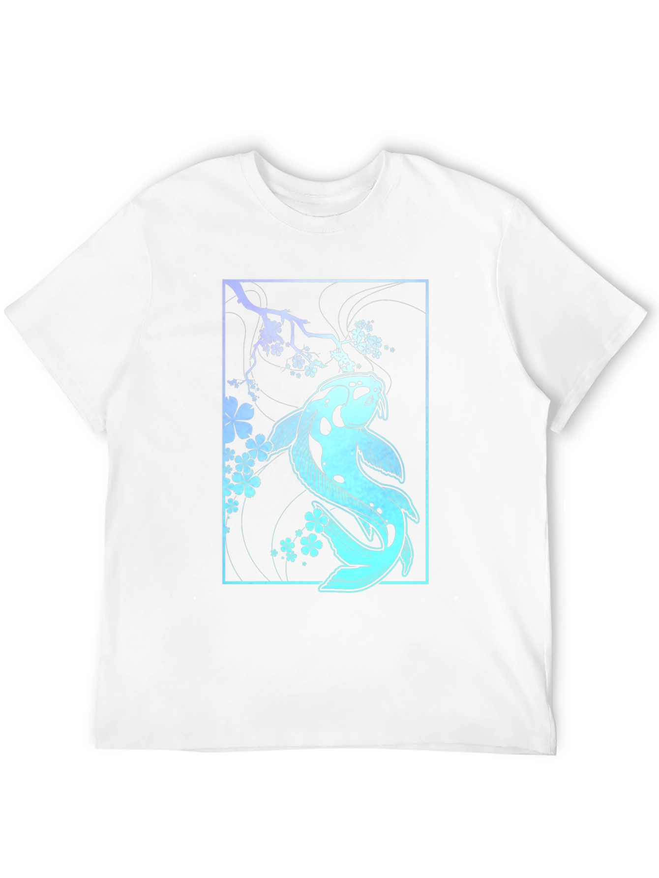 Koi Fish & Blossoms Graphic Tee - Black
