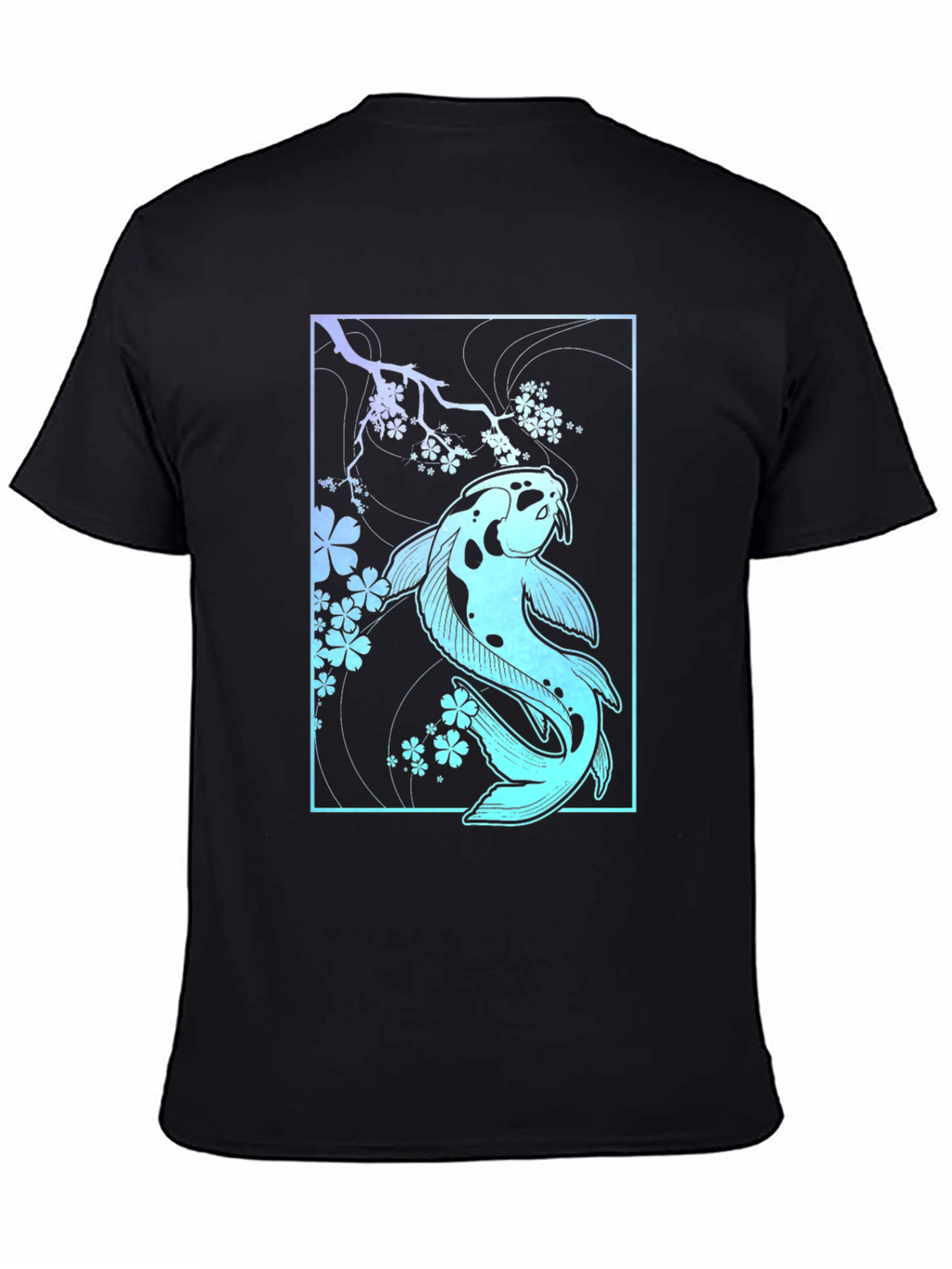 Koi Fish & Blossoms Graphic Tee - Black