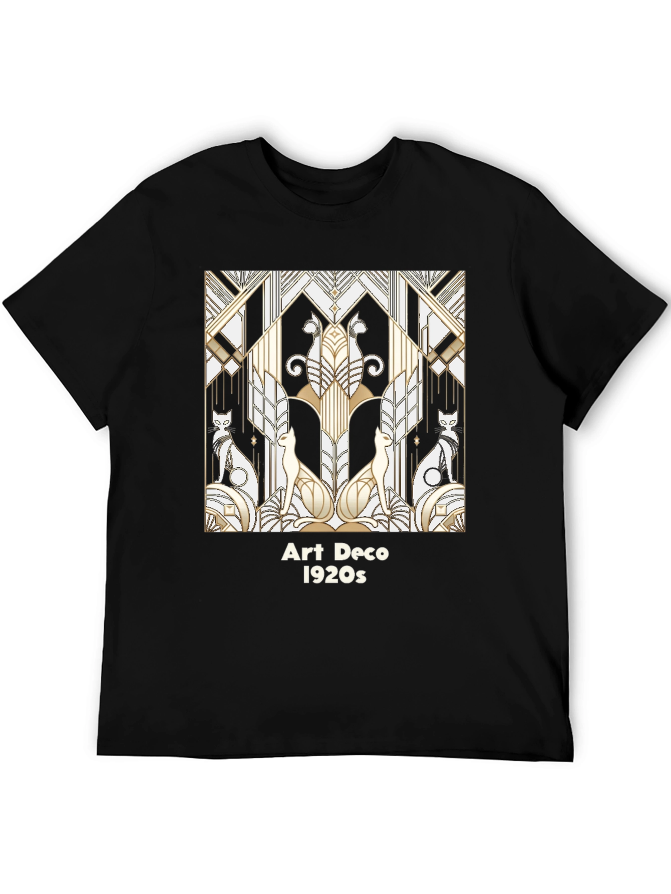 Art Deco Cats Graphic Tee - 1920s Style T-Shirt