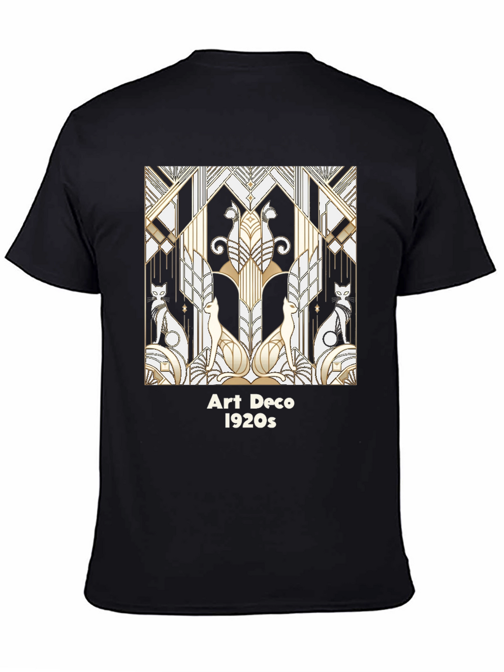 Art Deco Cats Graphic Tee - 1920s Style T-Shirt