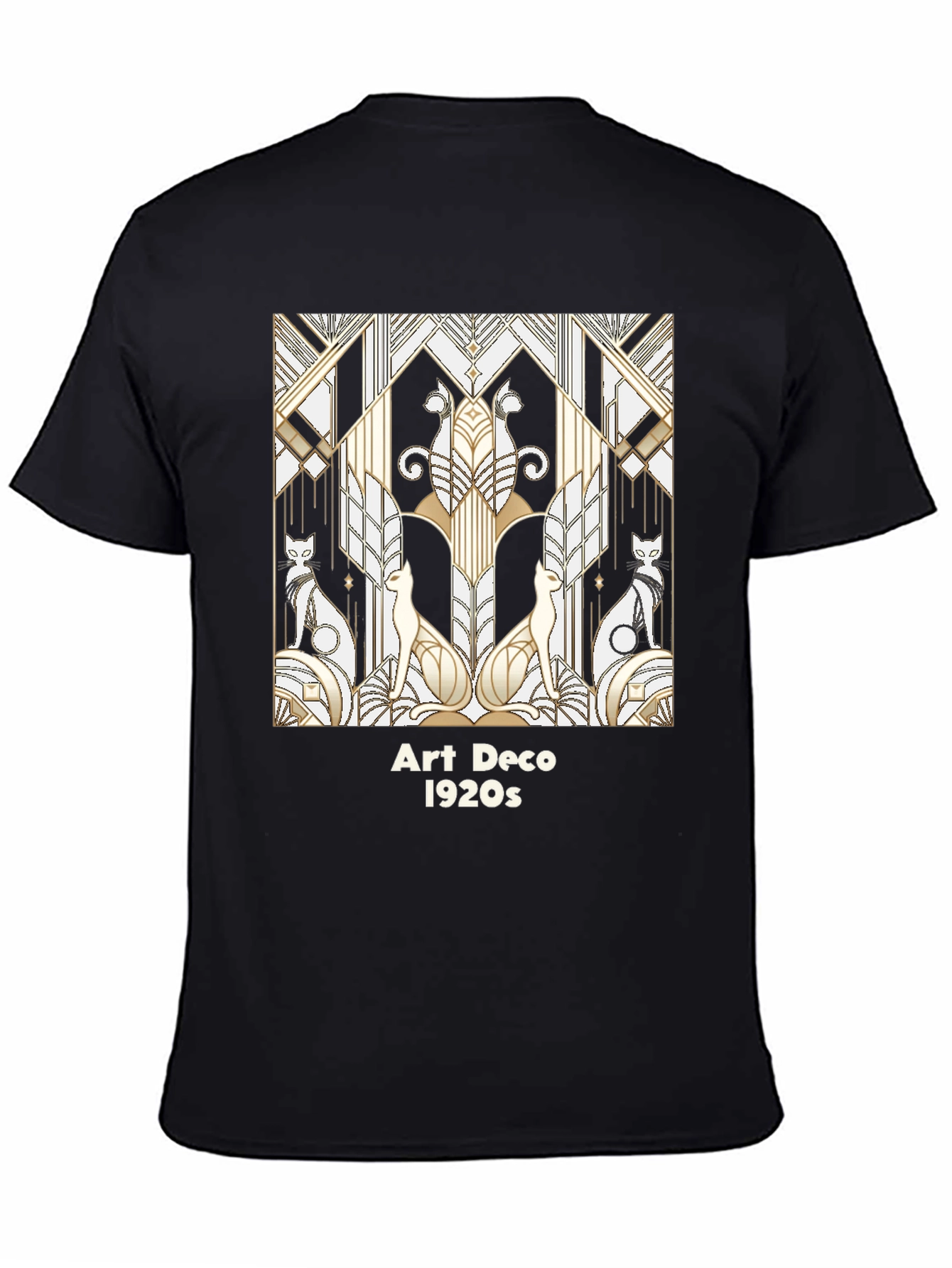 Art Deco Cats Graphic Tee - 1920s Style T-Shirt