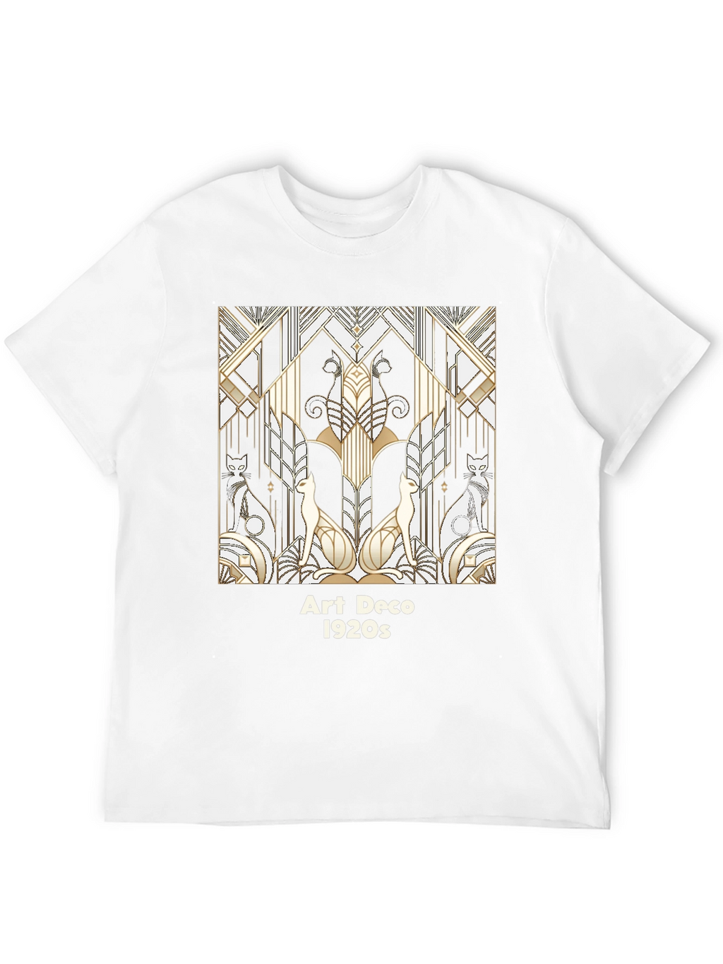 Art Deco Cats Graphic Tee - 1920s Style T-Shirt
