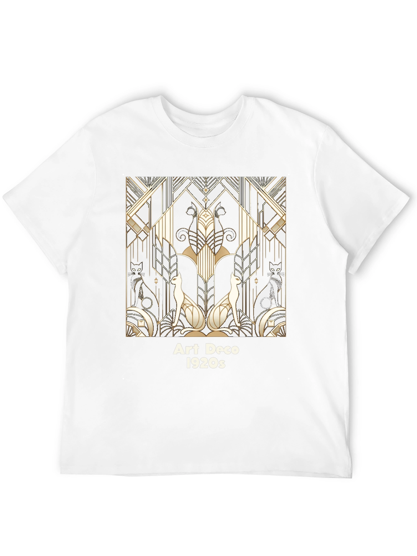 Art Deco Cats Graphic Tee - 1920s Style T-Shirt