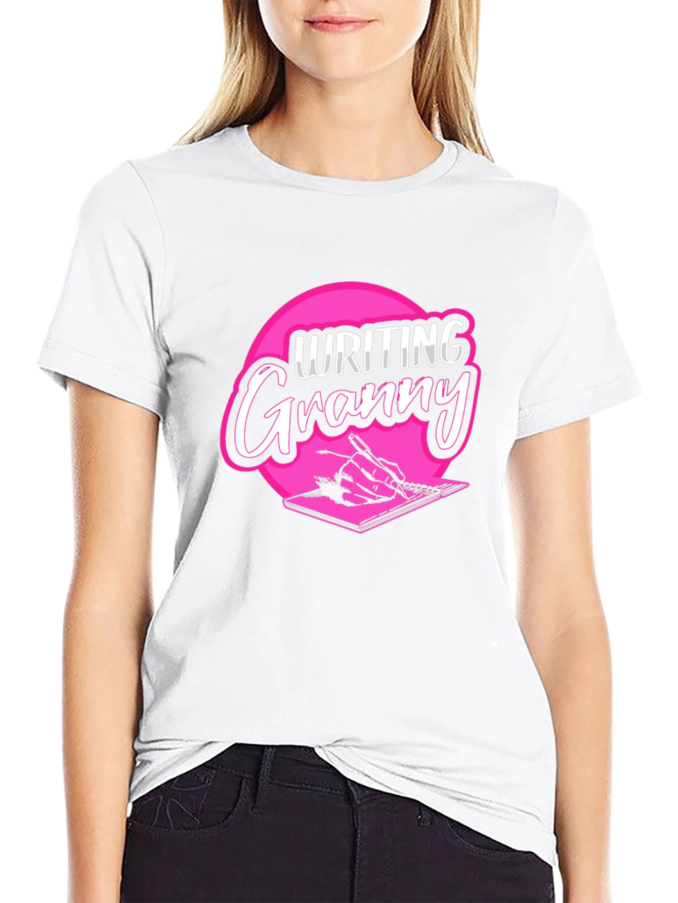 Writing Granny Black T-Shirt