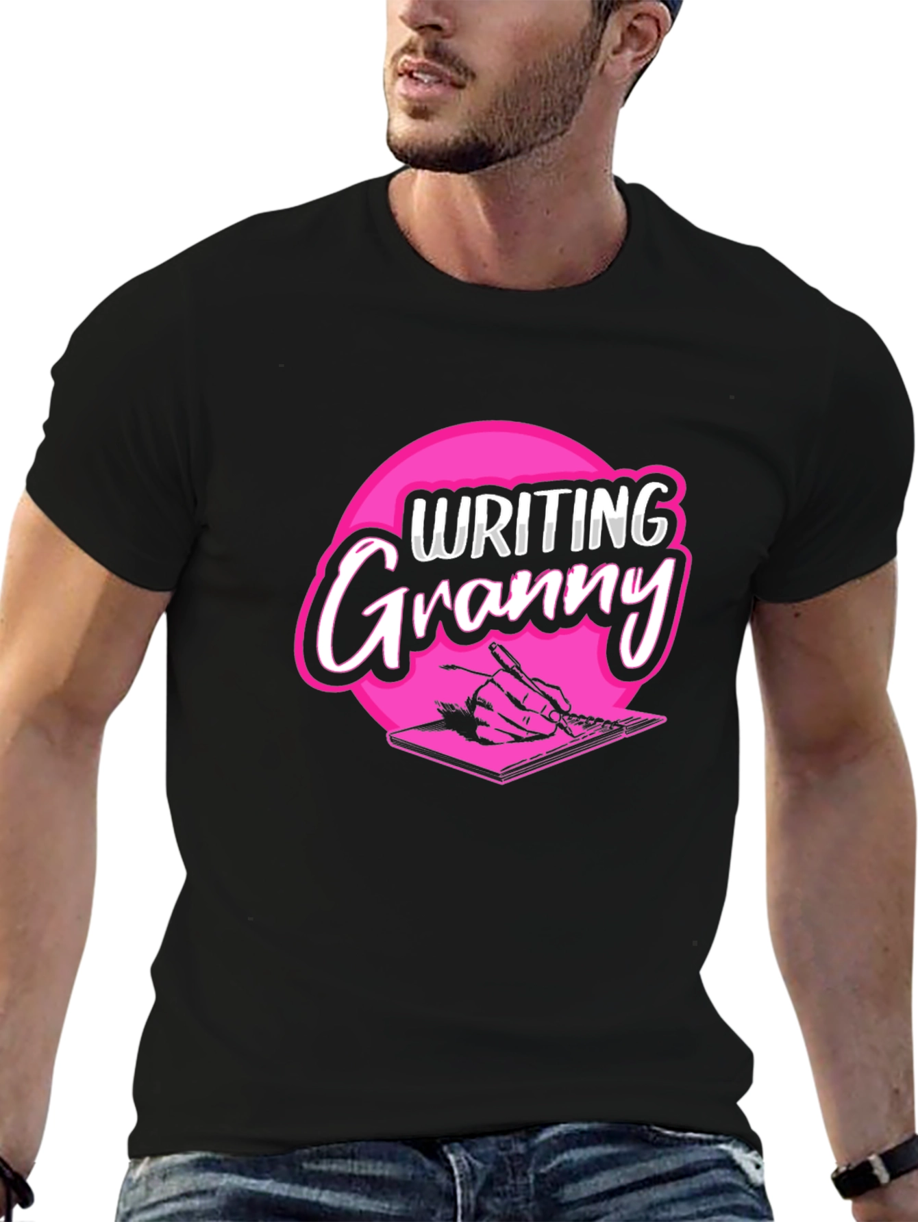 Writing Granny Black T-Shirt