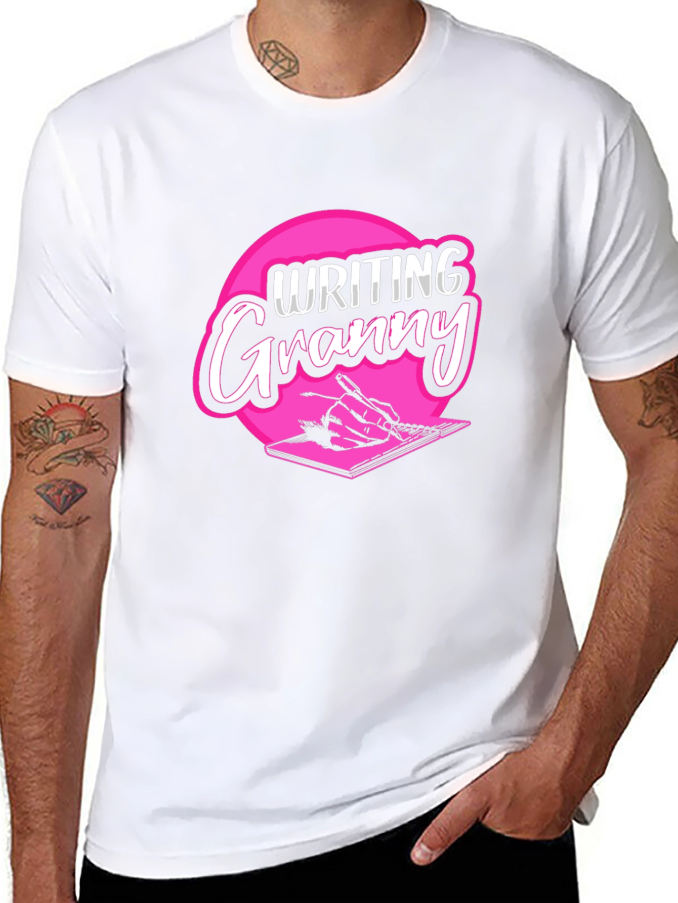 Writing Granny Black T-Shirt