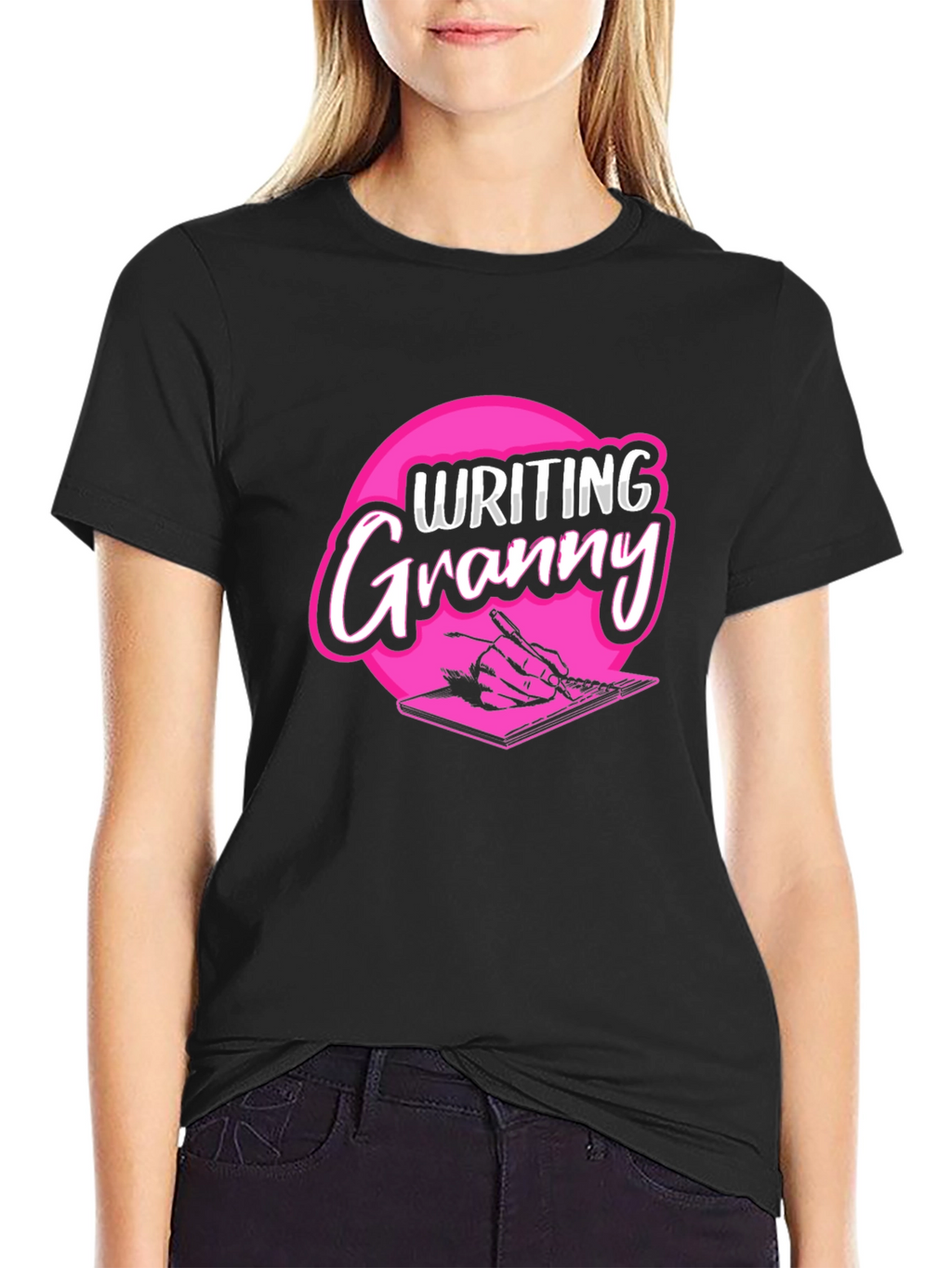 Writing Granny Black T-Shirt
