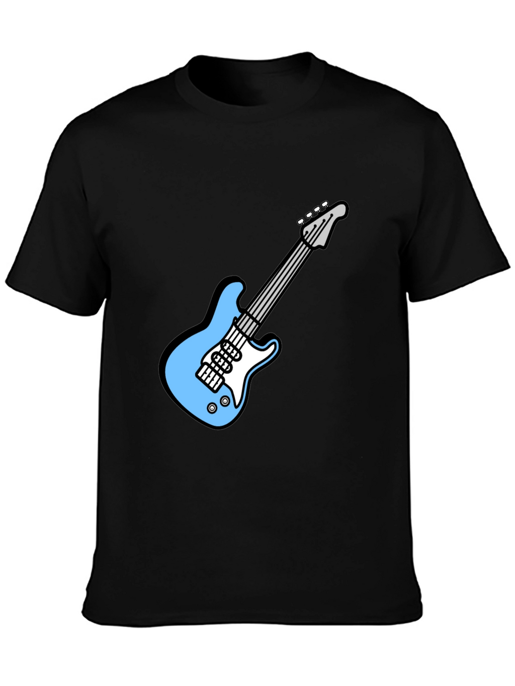 Cool Electric Guitar Graphic Tee - Black Cotton T-Shirt