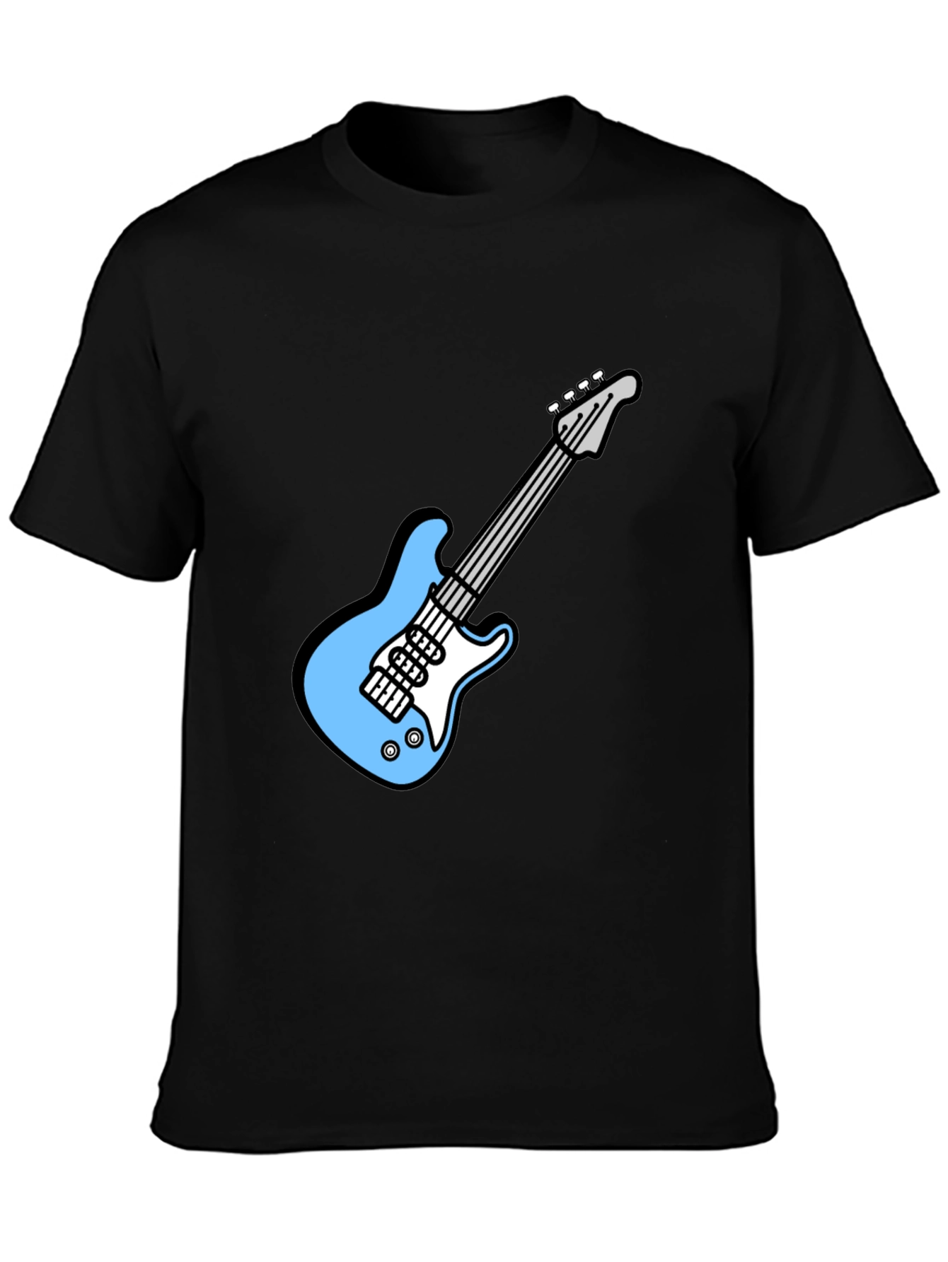Cool Electric Guitar Graphic Tee - Black Cotton T-Shirt