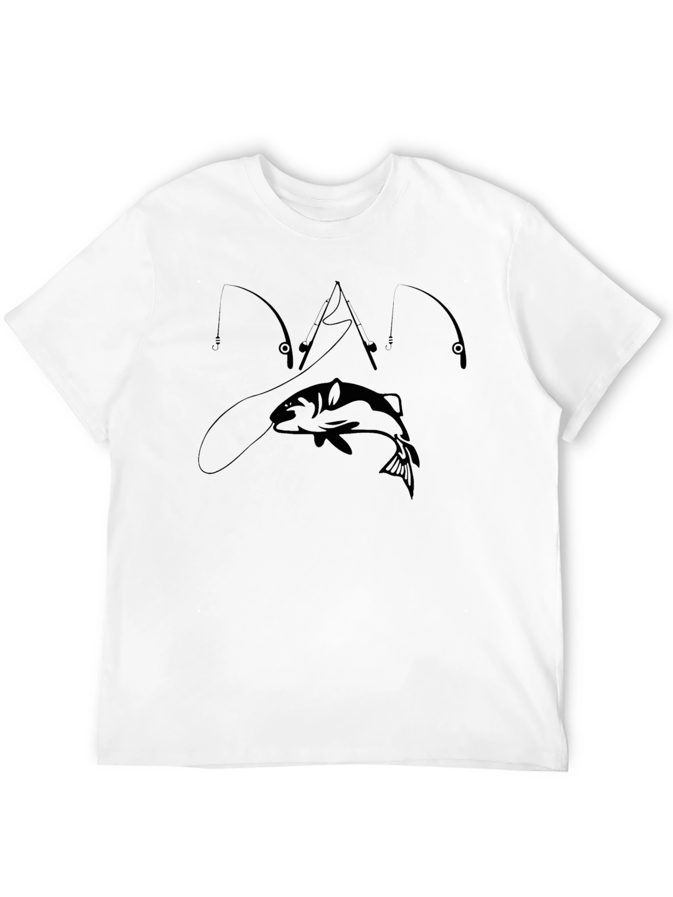 Fishing T-Shirt - Bass and Rods Design