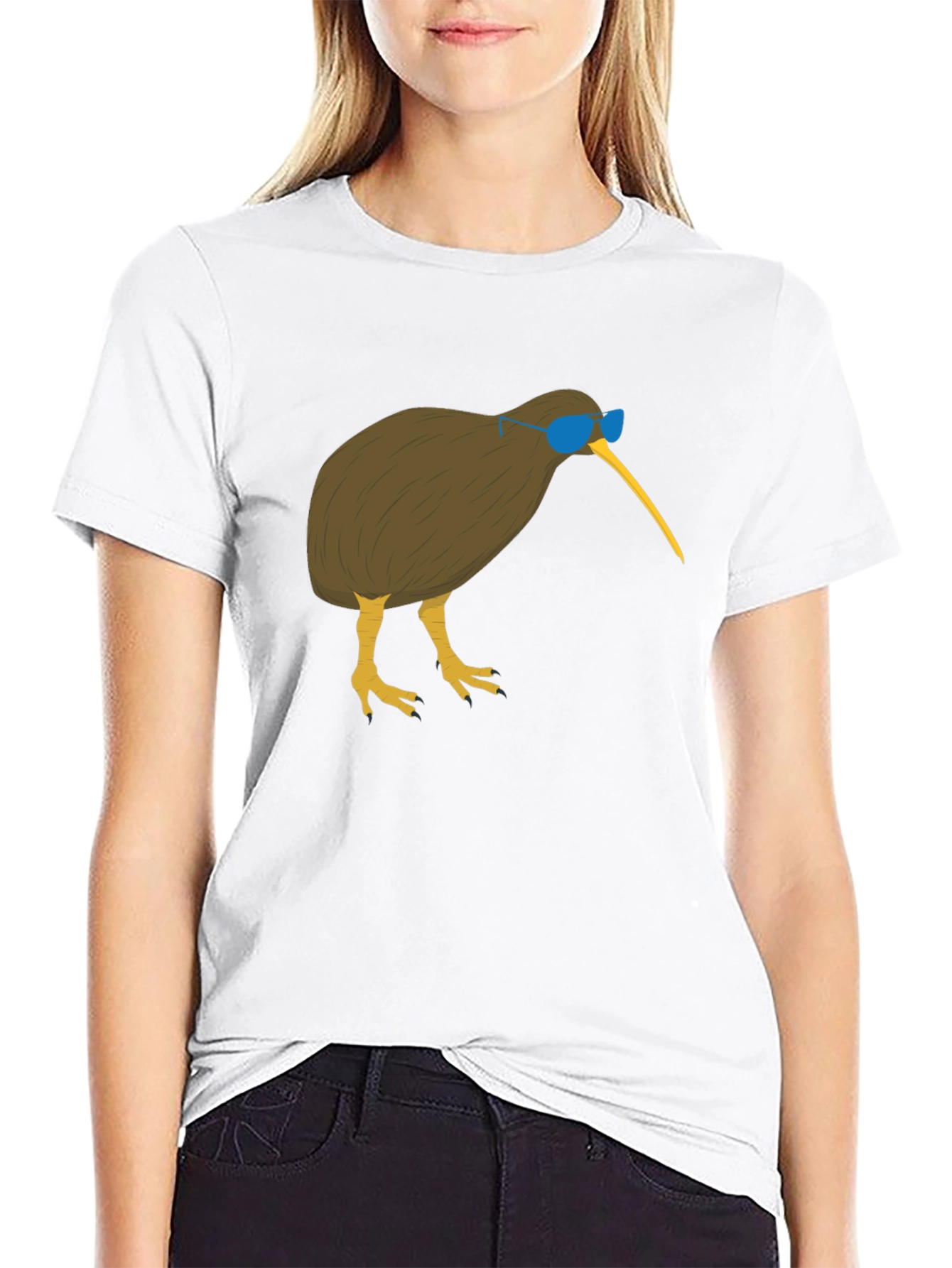 Cool Kiwi Bird Graphic Tee - Black Cotton T-Shirt