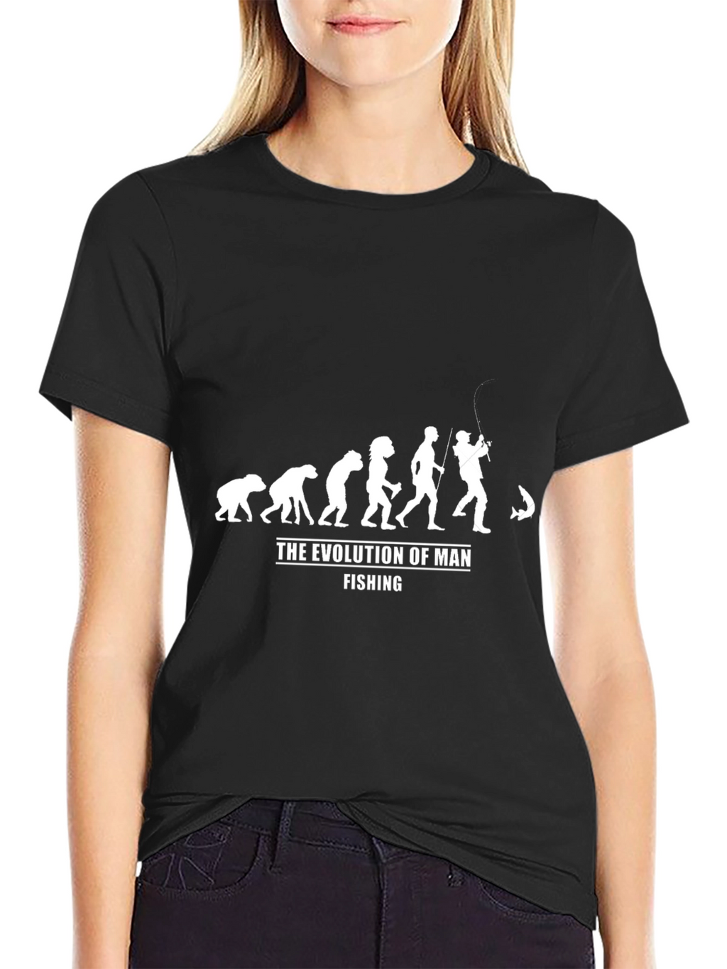 Evolution of Man Fishing Graphic T-Shirt