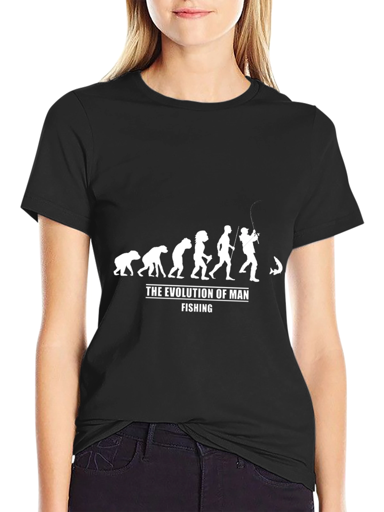 Evolution of Man Fishing Graphic T-Shirt