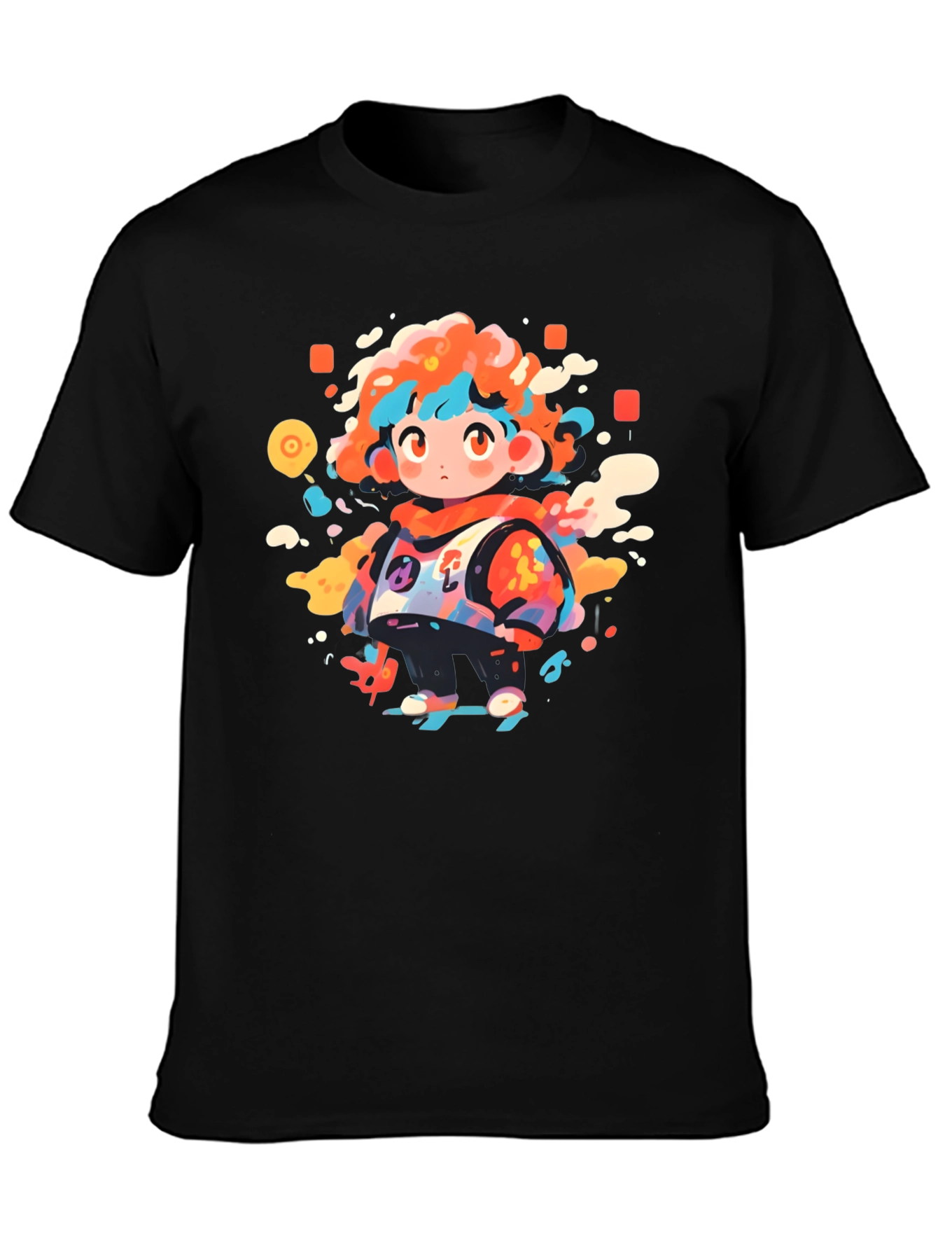 Funky Character Graphic Black T-Shirt