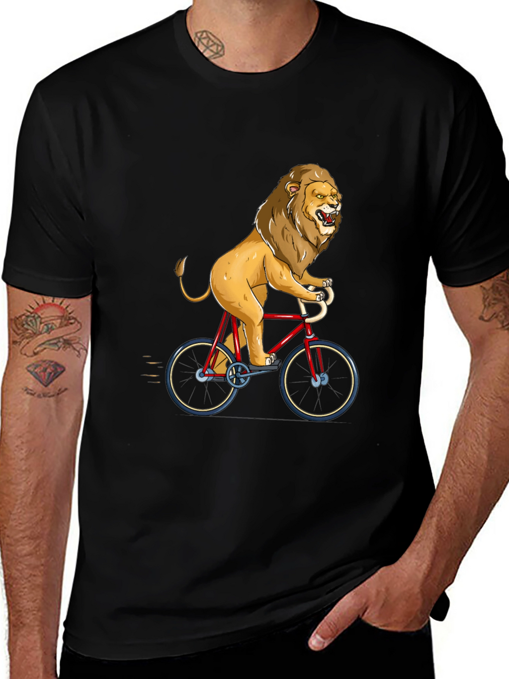 Lion Riding Bicycle Graphic Tee