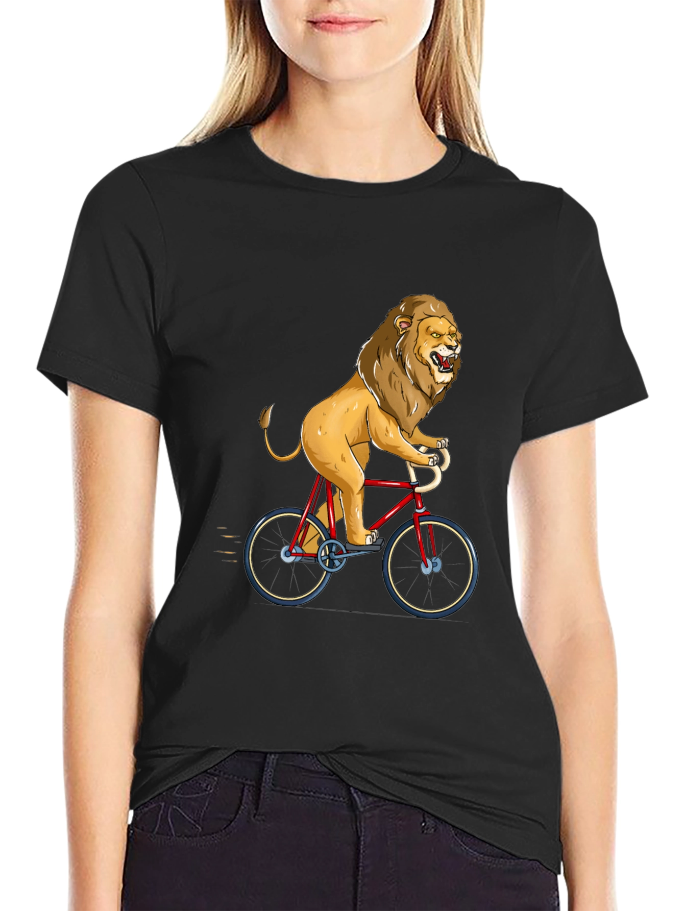 Lion Riding Bicycle Graphic Tee