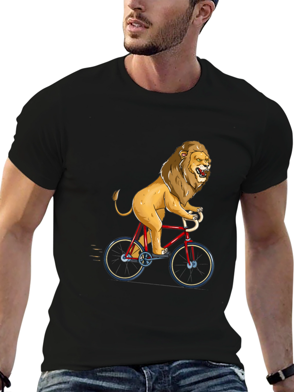 Lion Riding Bicycle Graphic Tee