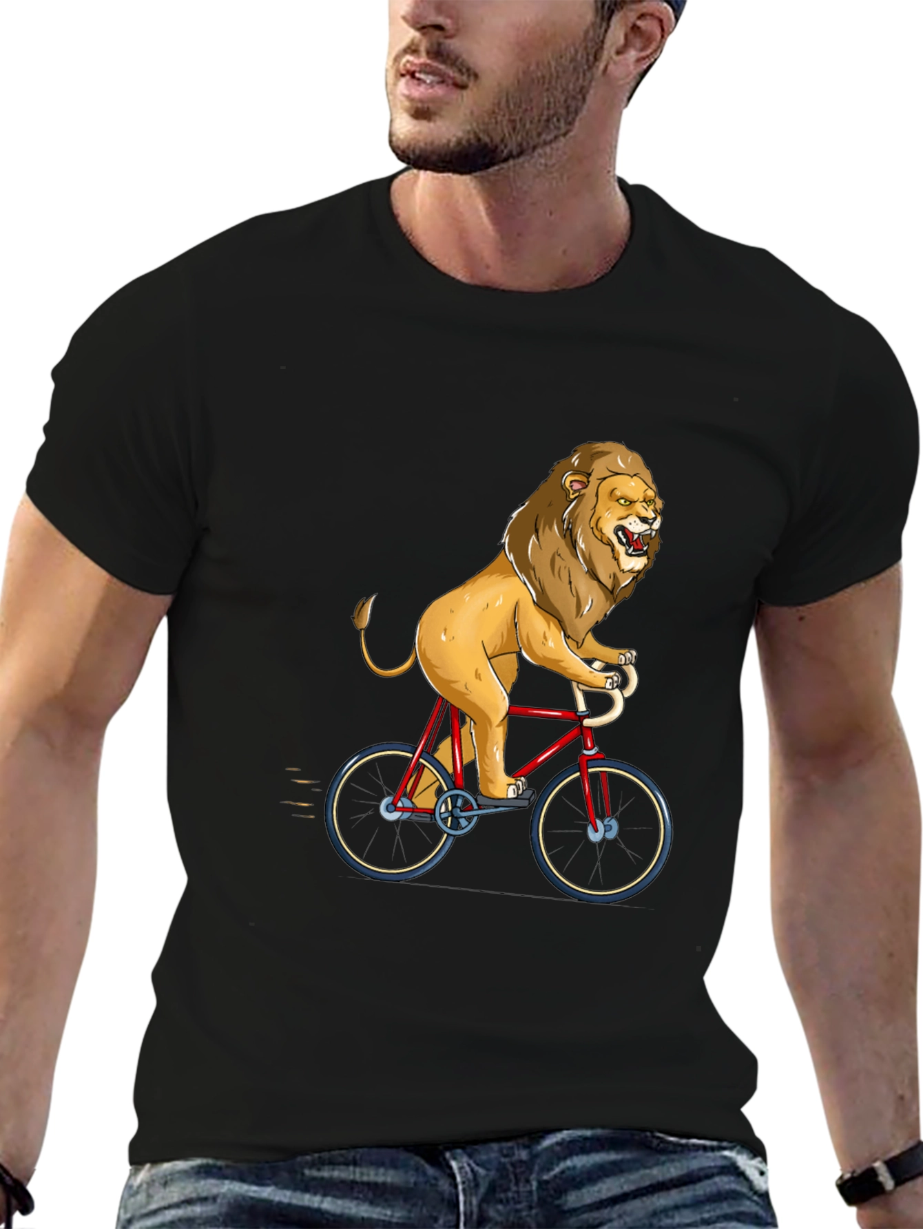 Lion Riding Bicycle Graphic Tee