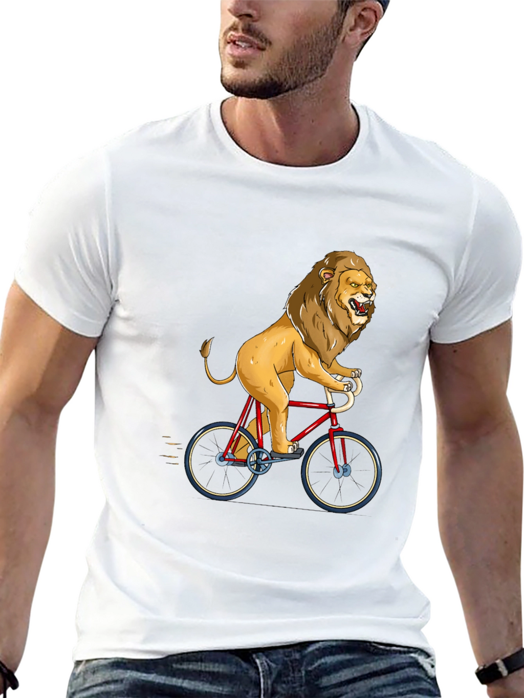 Lion Riding Bicycle Graphic Tee