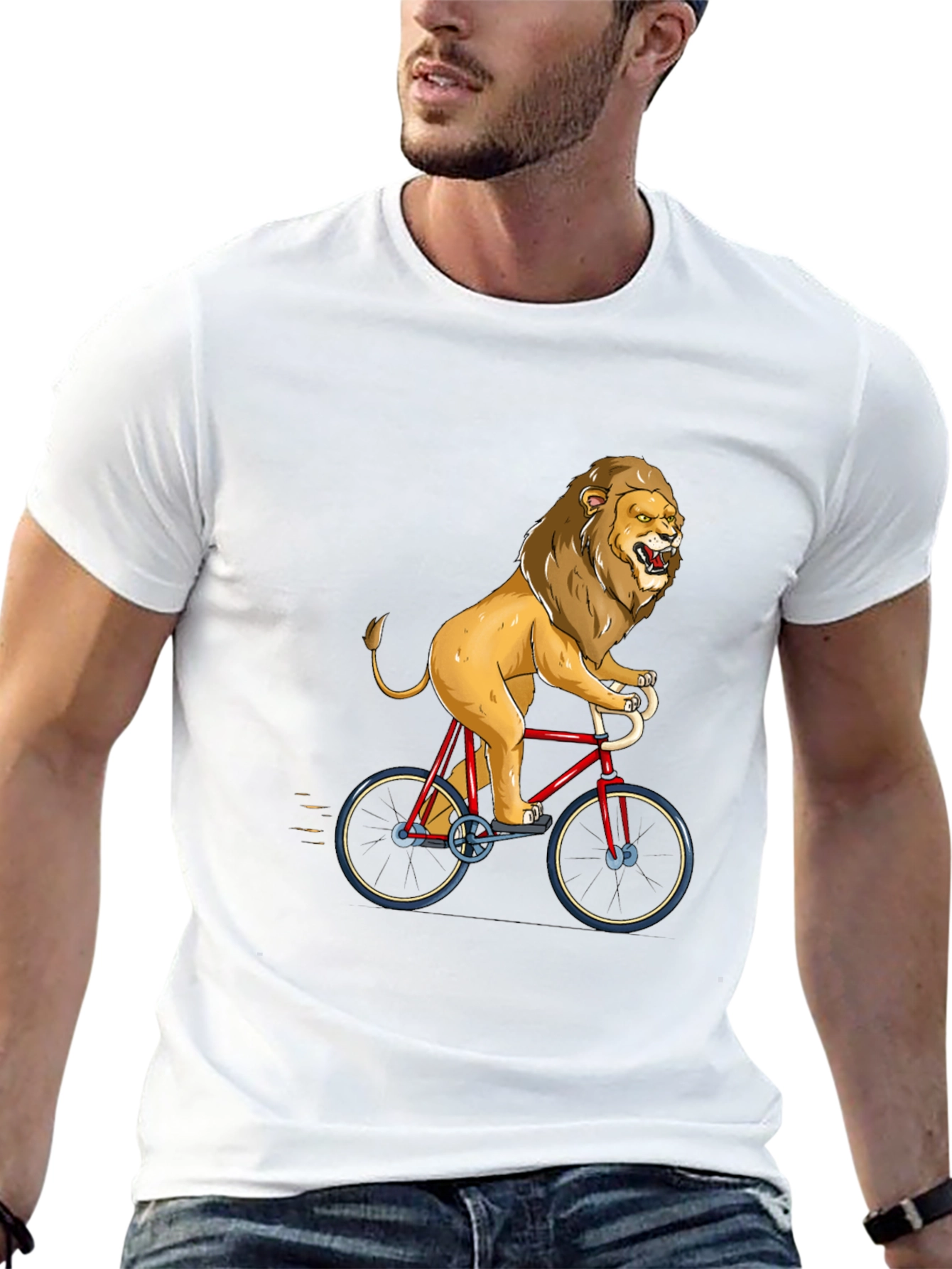 Lion Riding Bicycle Graphic Tee