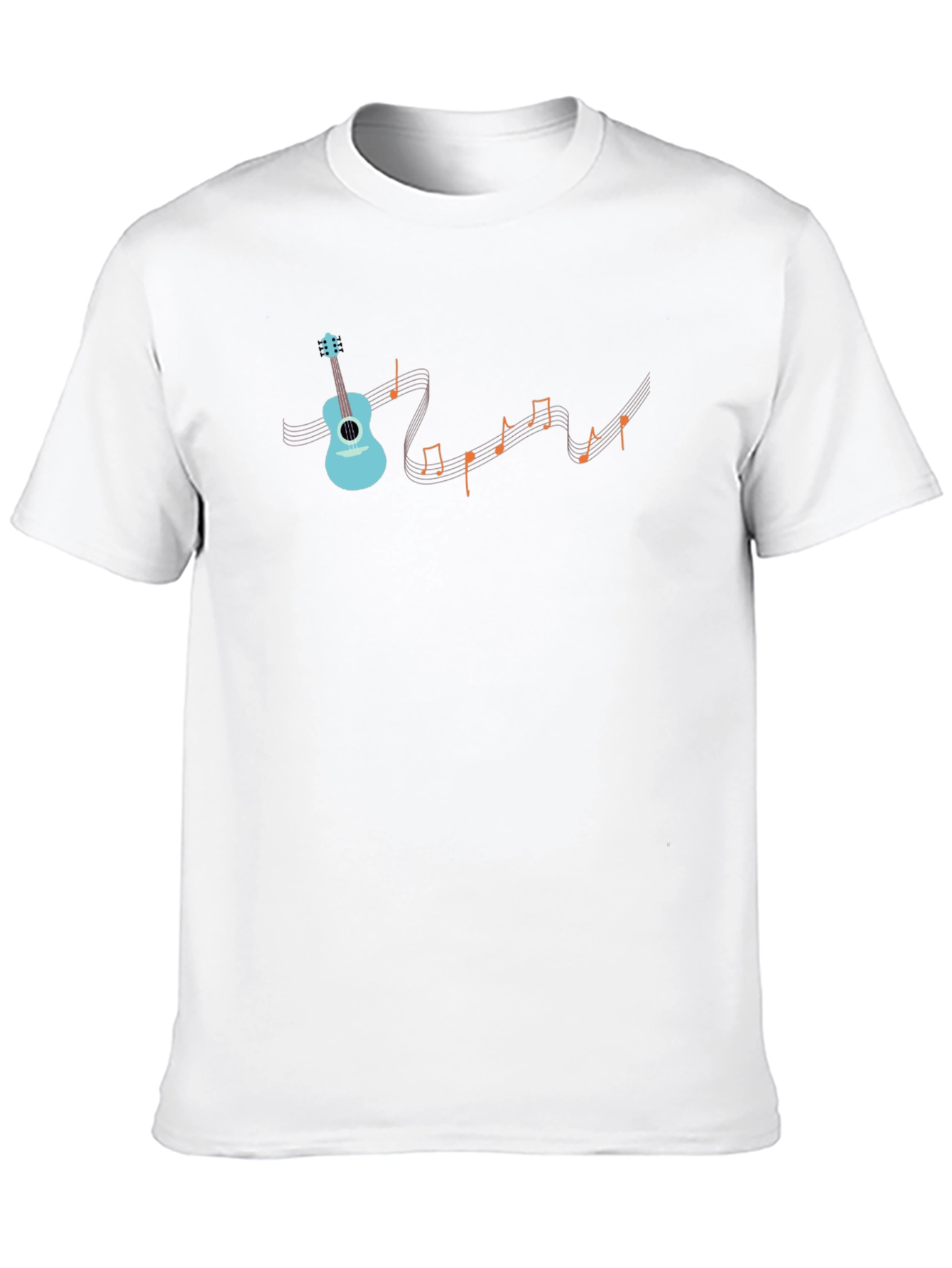 Musical Notes Guitar Graphic Tee - Black