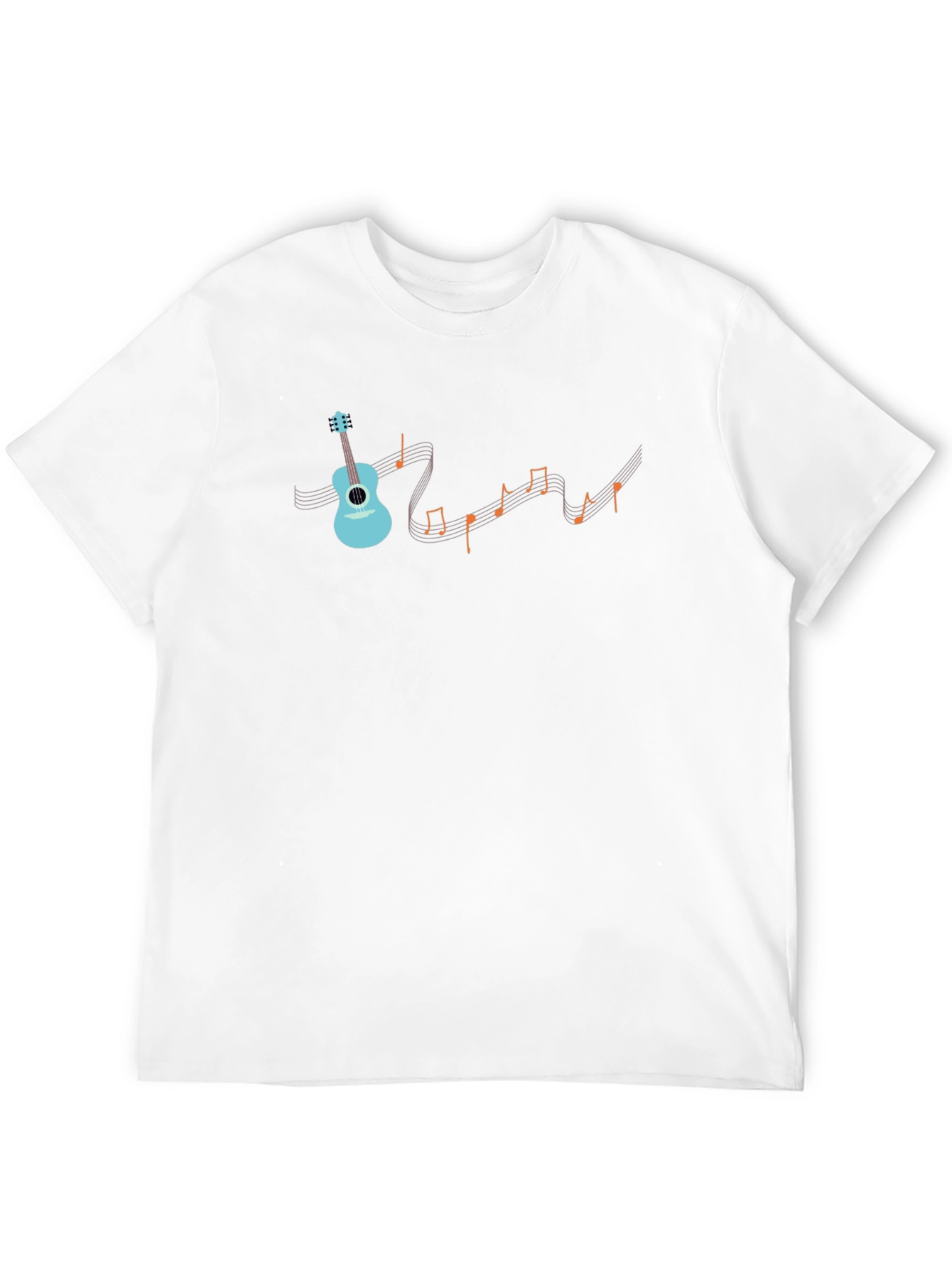 Musical Notes Guitar Graphic Tee - Black