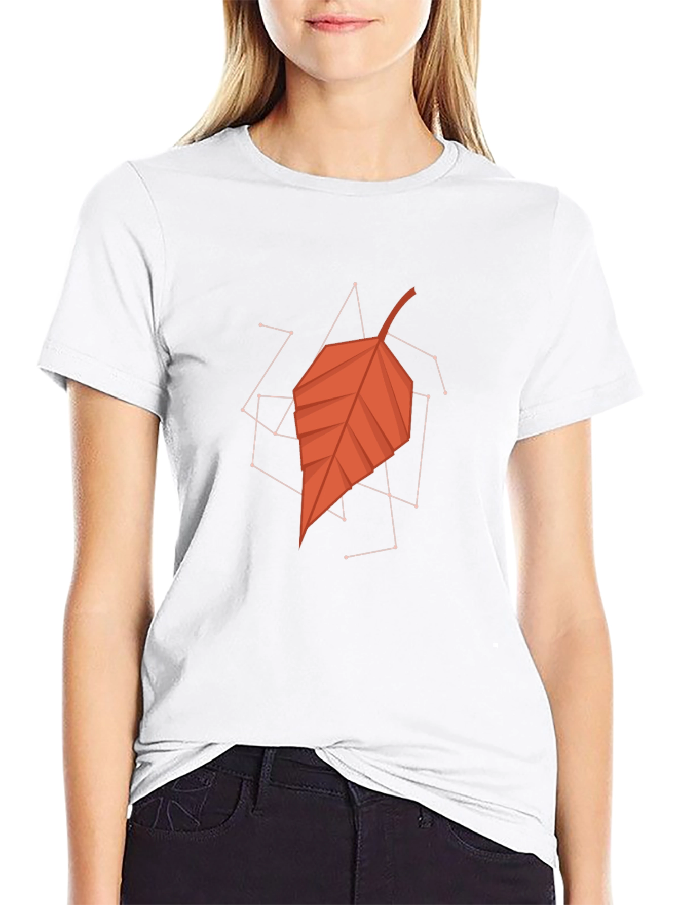 Geometric Leaf Graphic Tee - Stylish Mens Black T-Shirt