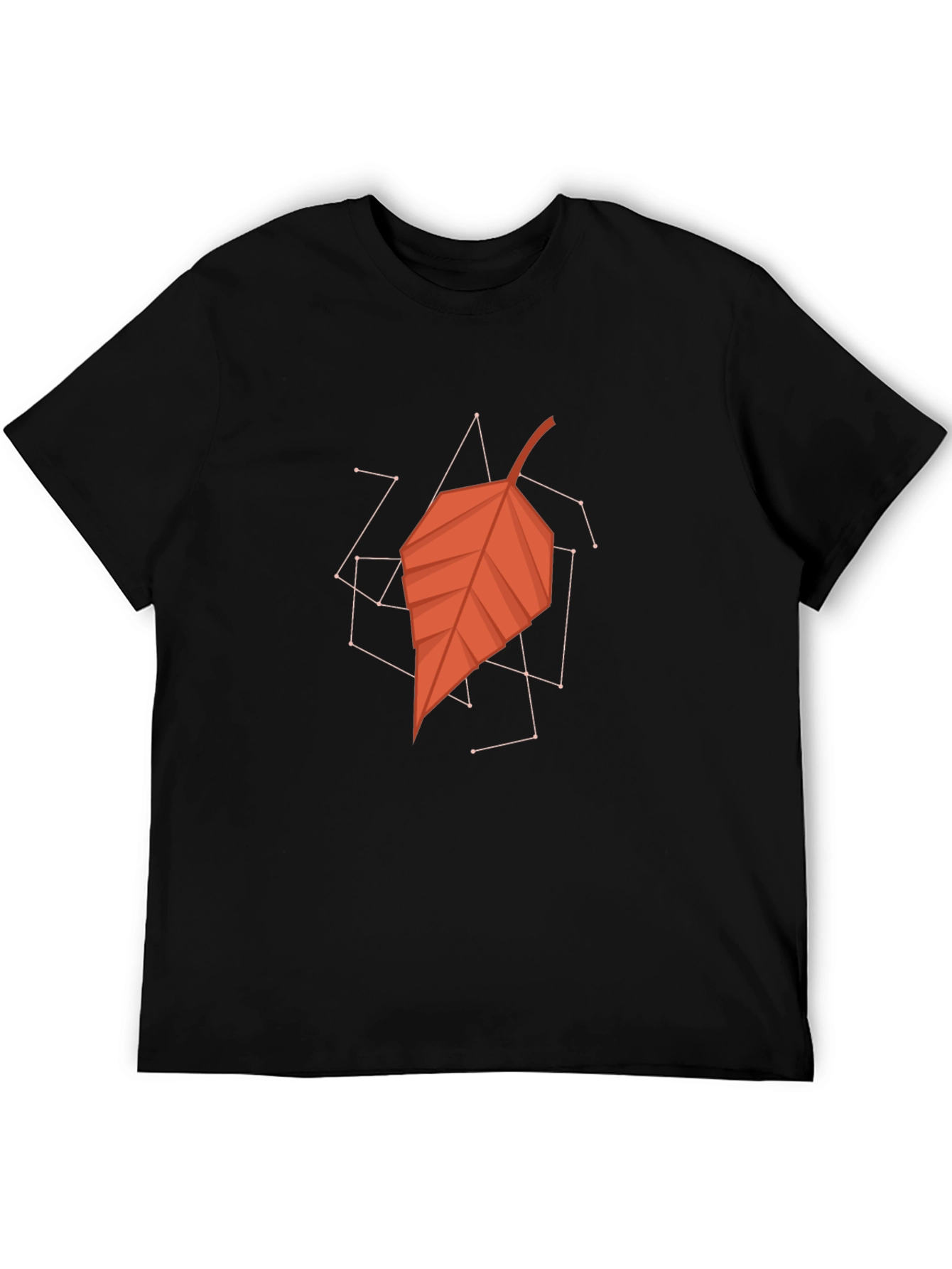 Geometric Leaf Graphic Tee - Stylish Mens Black T-Shirt