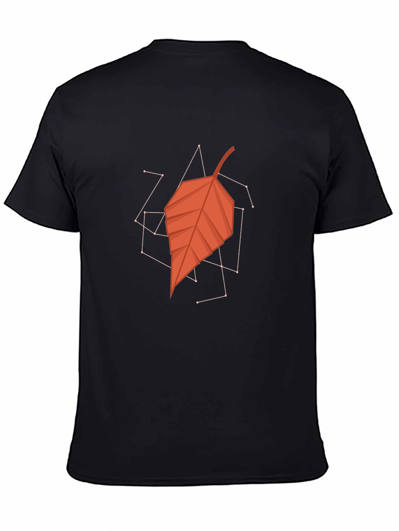 Geometric Leaf Graphic Tee - Stylish Mens Black T-Shirt