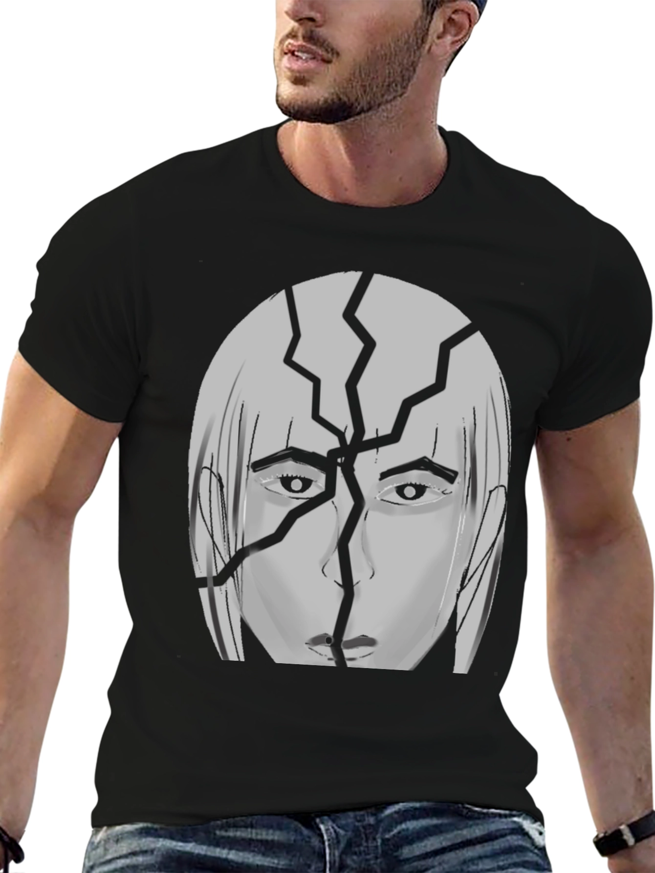 Cracked Head Graphic Print T-Shirt